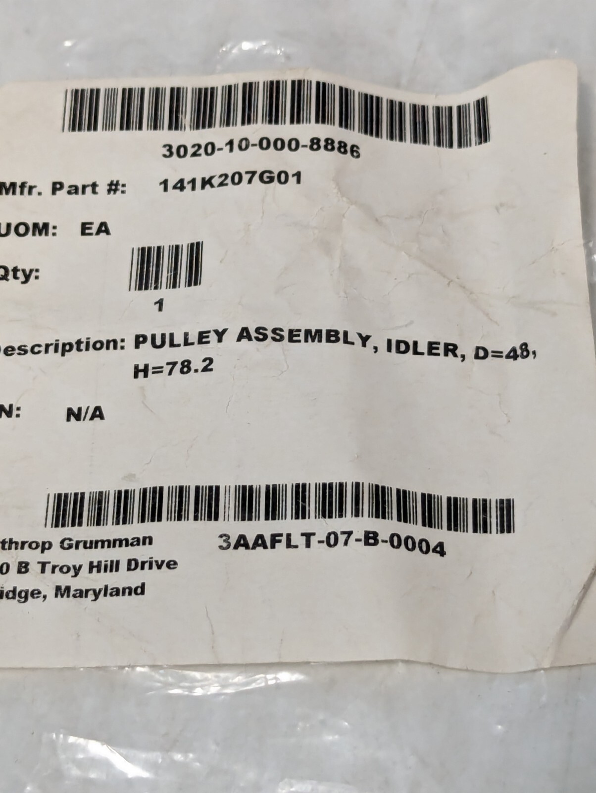 SKF AAV-6103/MR, 141K207G01 Idler Pulley Assembly D=48 H=78.2
