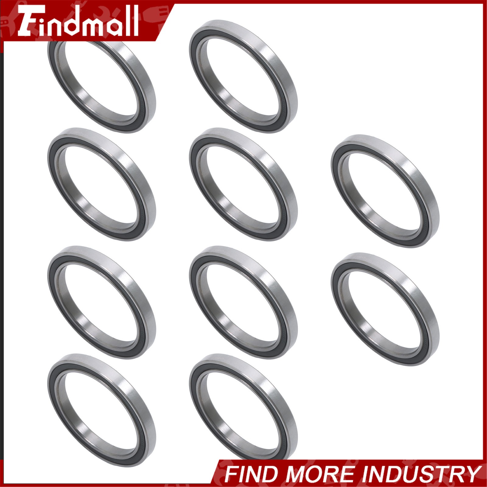 Findmall 10pcs 6810-2RS Ball Bearings 50x65x7mm Double Sealed Pre-Lubricated