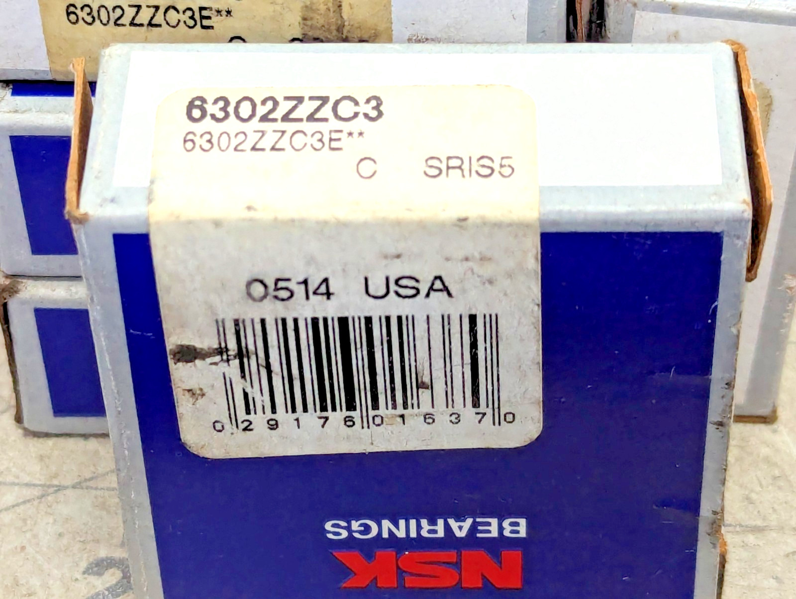 (5) SKF 6302 ZZ C3 DEEP GROOVE BALL BEARING, METAL SHIELDED 15x42x13 mm [OF25]