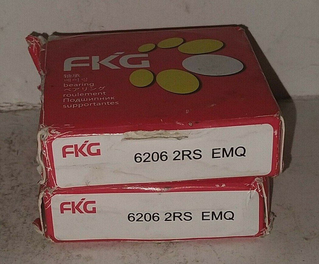 2 NEW FKG 6206 2RS EMQ RUBBER SEALED BALL BEARINGS NIB ***MAKE OFFER***