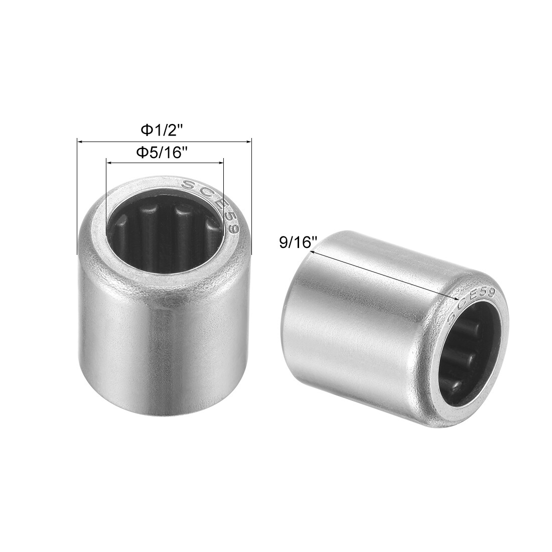 5pcs SCE59 Needle Roller Bearings Chrome Steel Open End 5/16″ x 1/2″ x 9/16″