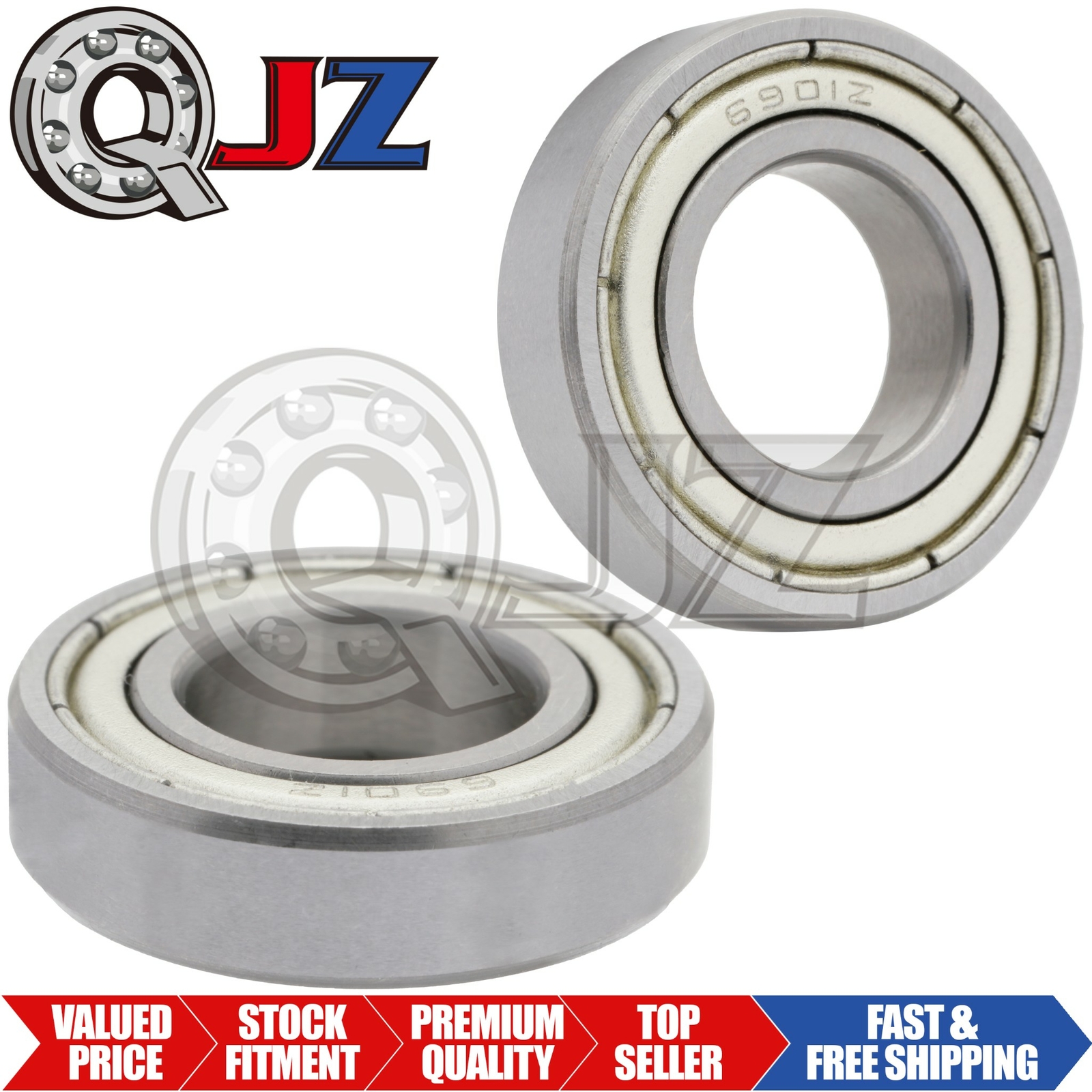 [2-Pack] 6901-ZZ Radial/Deep Groove Ball Bearing 12mm x 24mm x 6mm Metal Shield