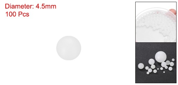 100pcs PP Plastic Bearing Balls 4.5mm Solid Plastic Balls G2 Precision, White