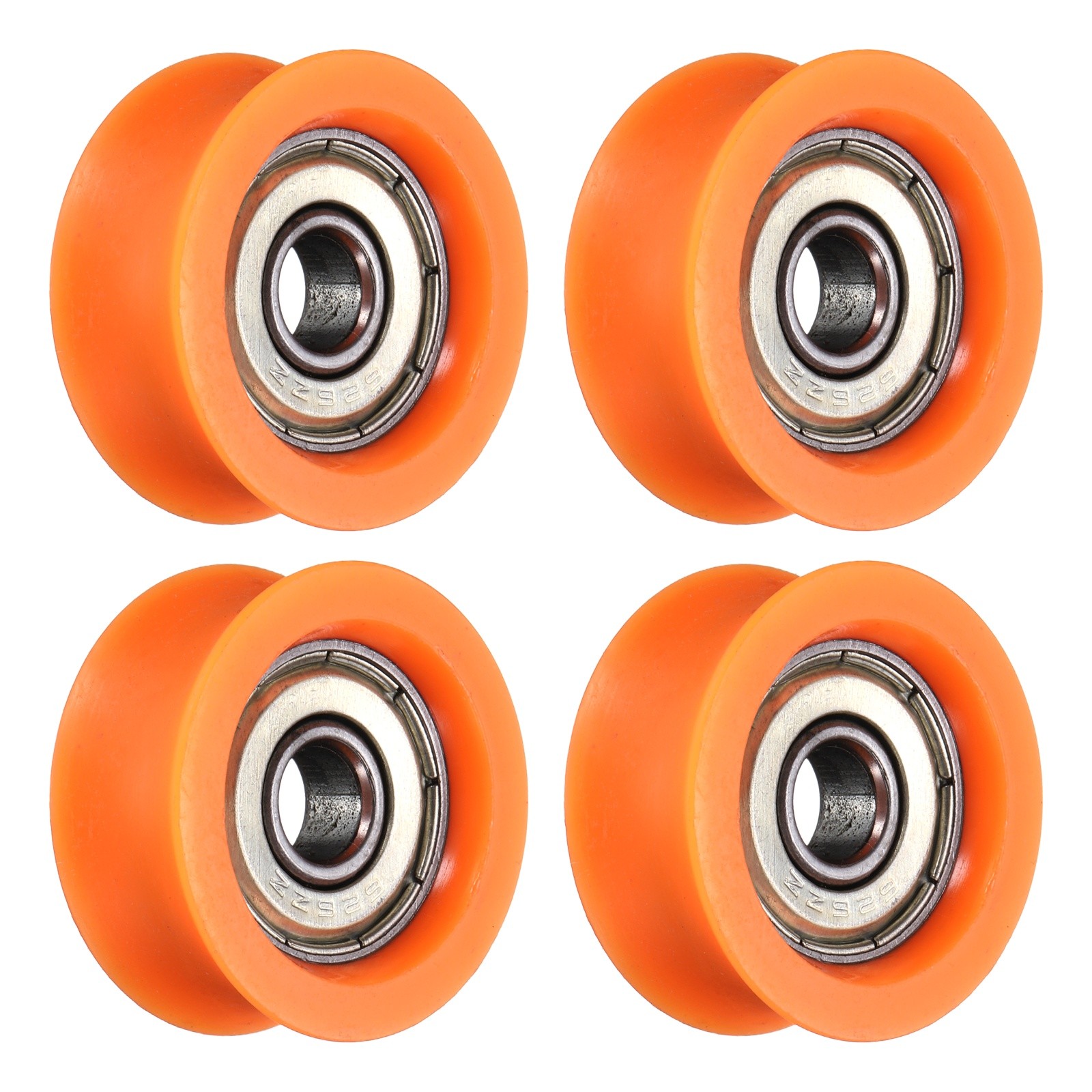 4Pcs Groove Plastic Guide Bearing 6×26.2x11mm Pulley Roller(Orange)
