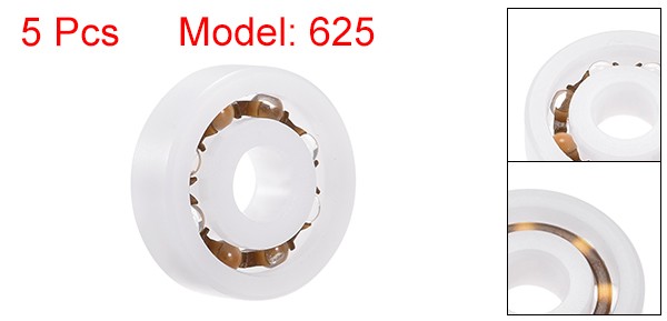 POM625 Plastic Bearings 5x16x5mm Glass Ball Nylon Cage 5pcs