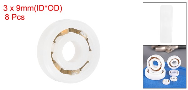 8 Pcs 3 x 9 x 3mm 603 POM Plastic Bearings Deep-Groove Ball Bearings