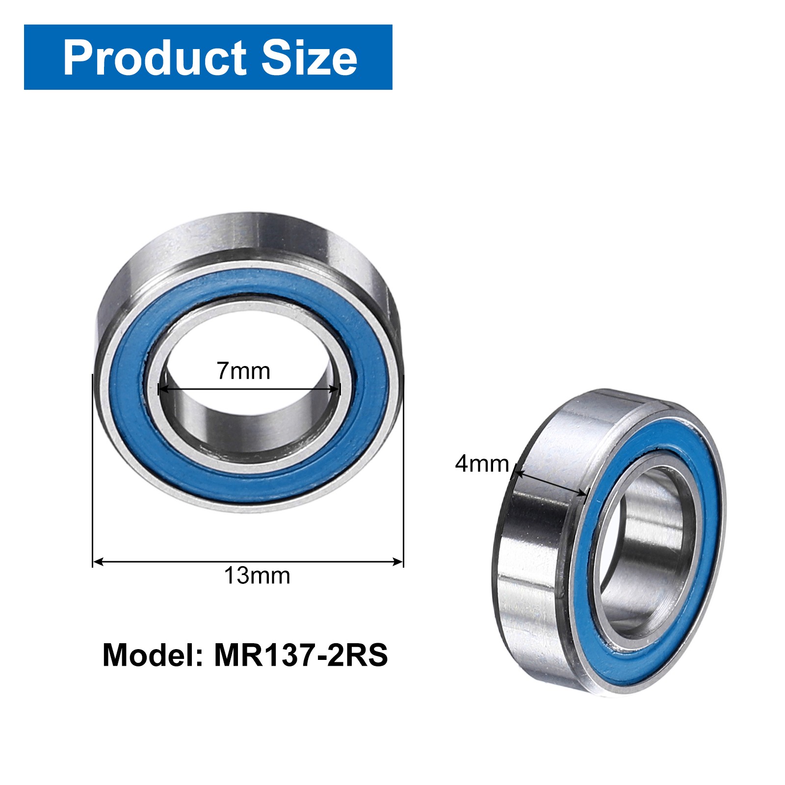 4Pcs MR137-2RS Deep Groove Bearing 7x13x4mm Double Sealed Chrome Steel P5