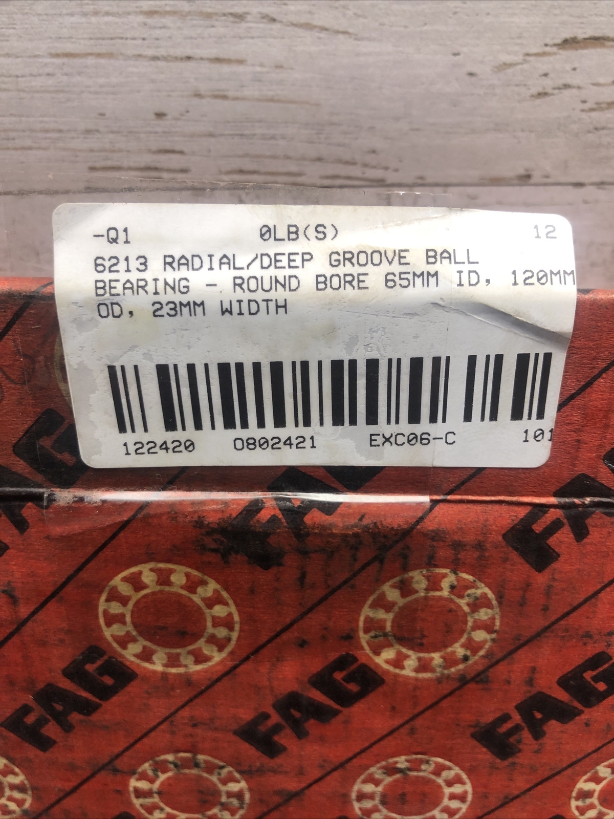 New Open Box FAG Bearing 6213.C3 65x120x23mm