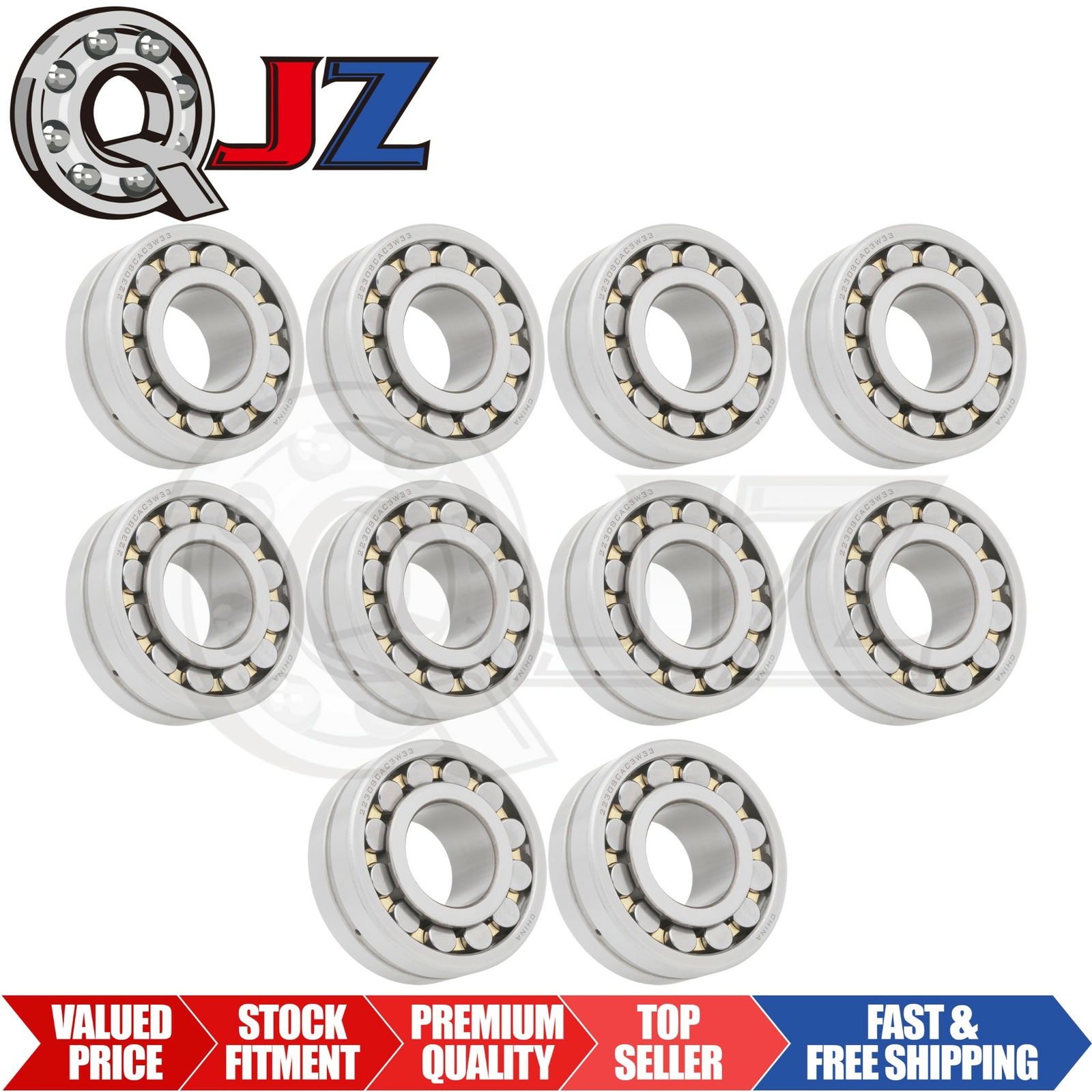 [Qty.10] New 22308CAC3W33 Spherical Roller Bearing [40mm ID x 90mm OD x 33mm W]