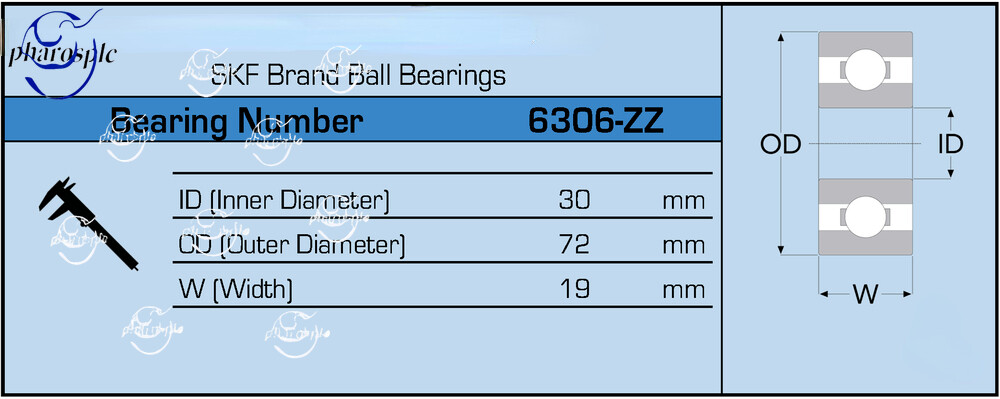 6306-ZZ C3 SKF Brand Metal Shield Ball Bearing 30x72x19 6306 2Z 6306Z
