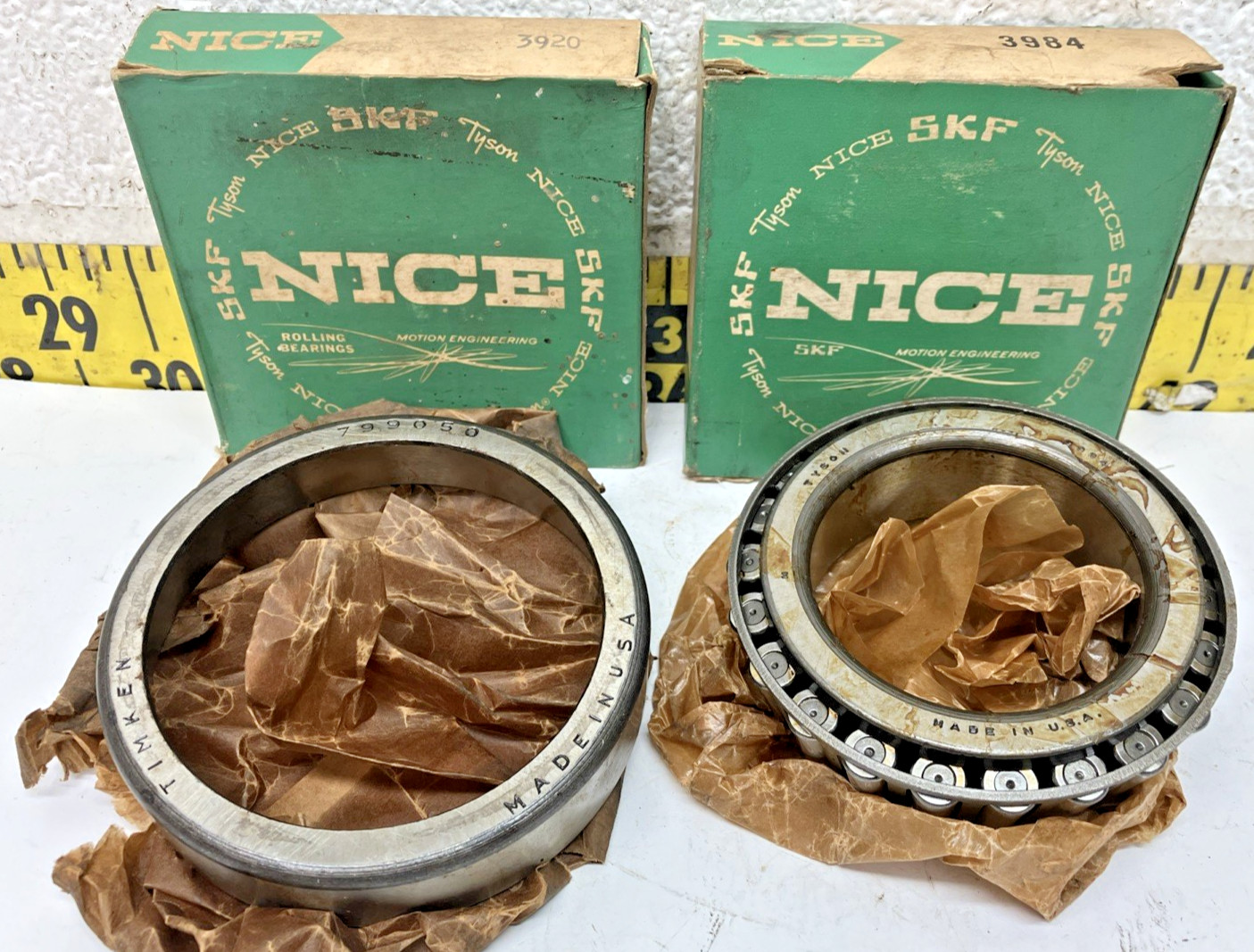 NOS NICE Tapered Roller Bearing Cone + Cup Set 3984/3920 Wheel/Trailer Axle (19)