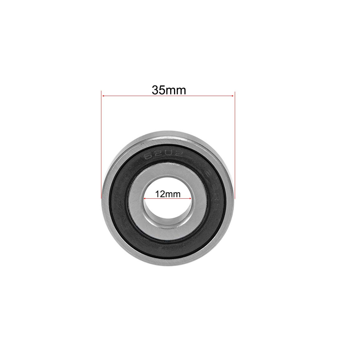 uxcell 6202-12-2RS Deep Groove Ball Bearing 12x35x11mm Double Sealed Chrome Stee