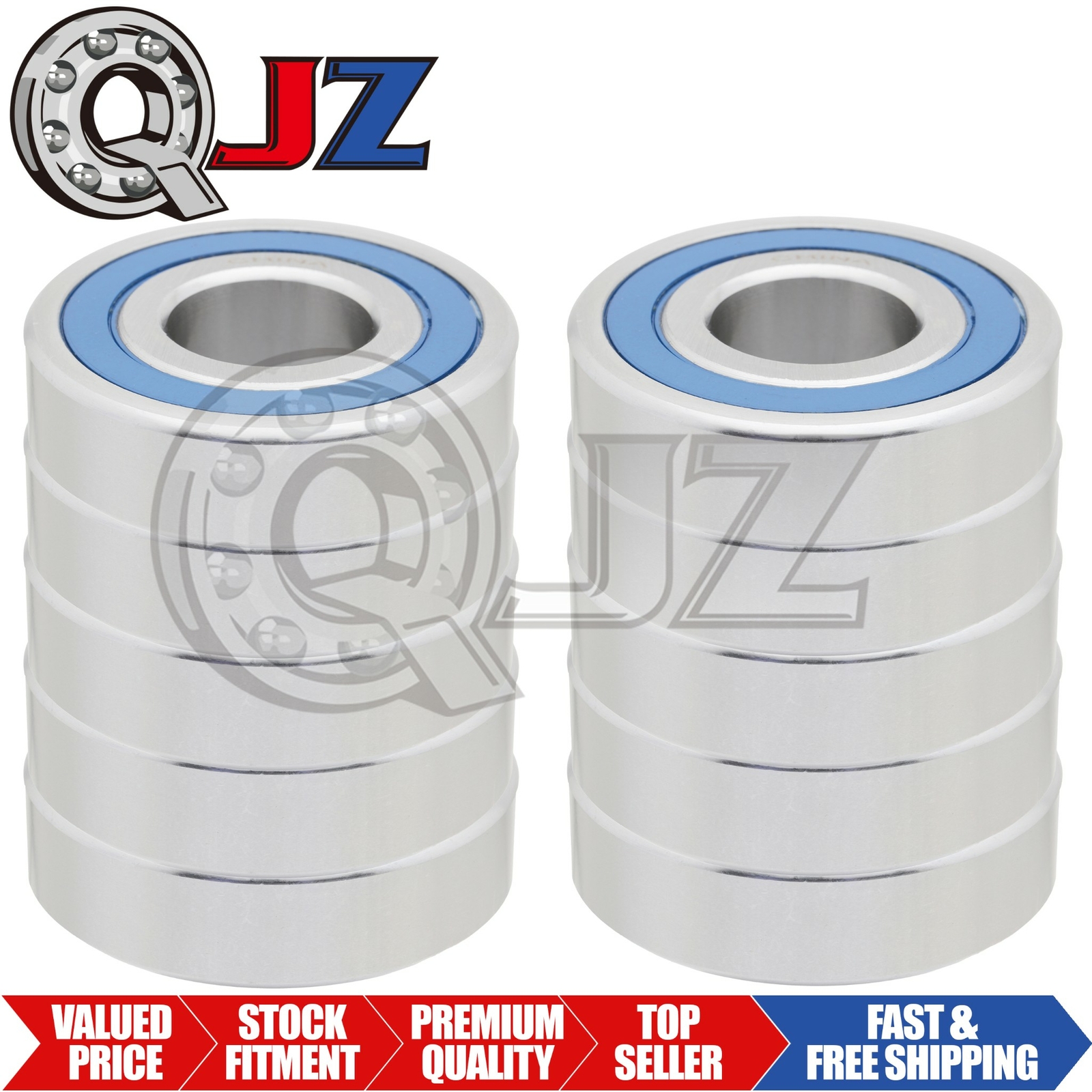[10-Pack] S6307-2RS Ball Bearing 35mm x 80mm x 21mm Rubber Seal Stainless Steel