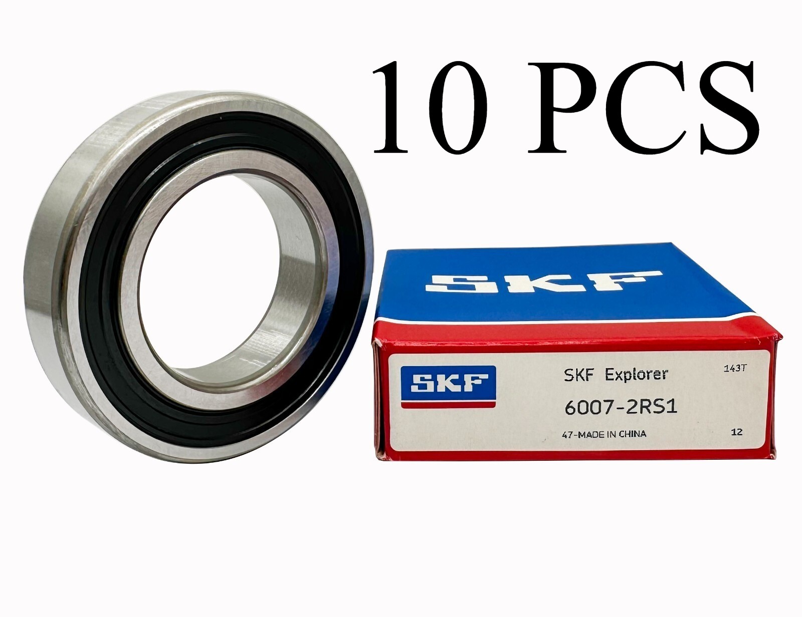 10x SKF 6007 2RS1 DEEP GROOVE BALL BEARING, RUBBER SEALED 35x62x14 mm