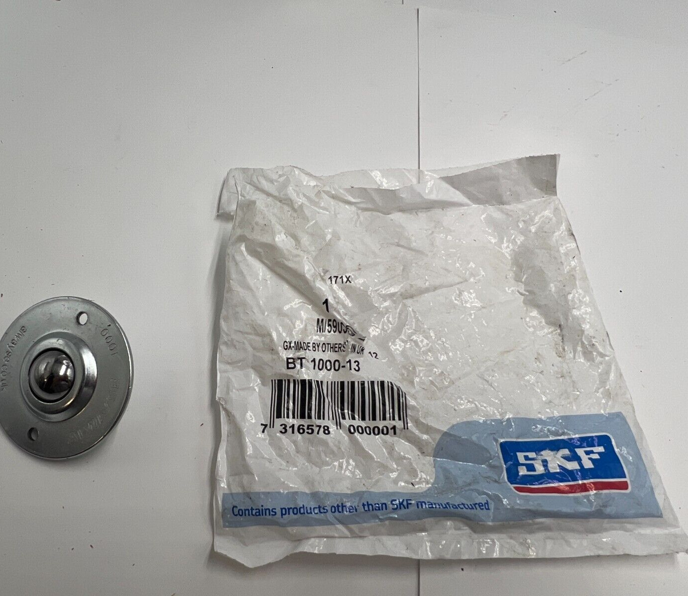 (QTY 3) SKF BT 1000-13 Round, Carbon Steel Ball Transfer 14.2mm Mount Height