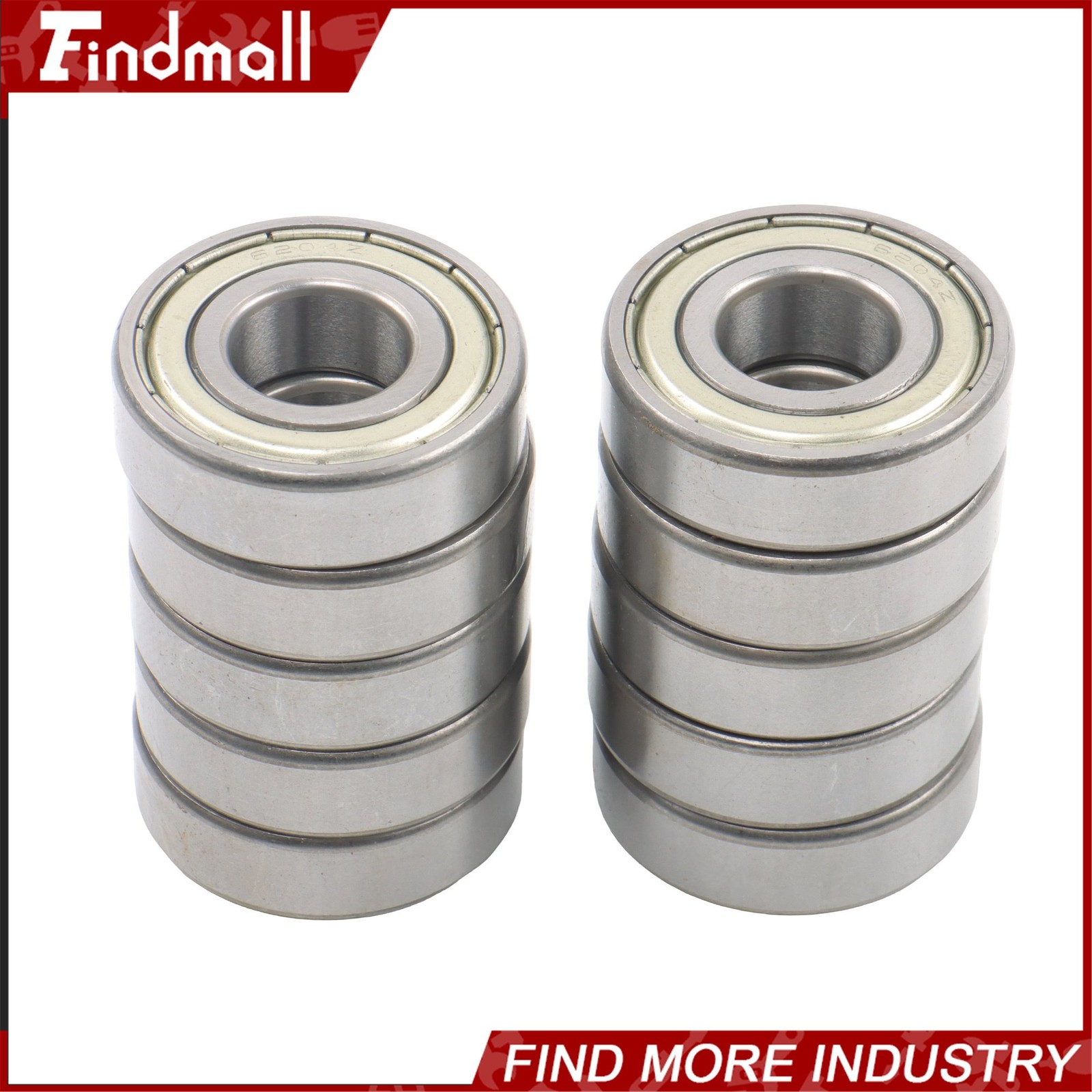 Findmall 10 Pcs 6204 ZZ Bearings 20x47x14mm Metal Shielded Deep Groove
