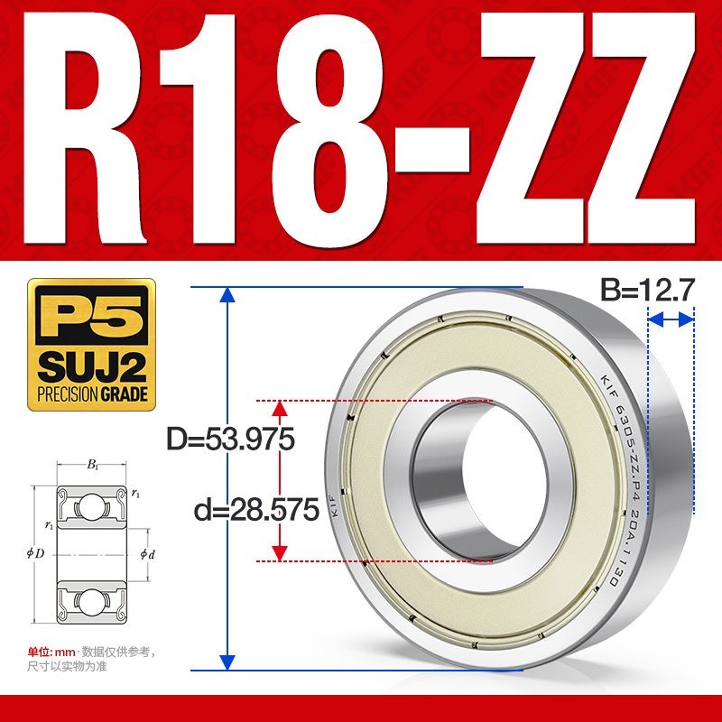 R18-ZZ Ball Bearing P5 Precision 28.575×53.975×12.7mm