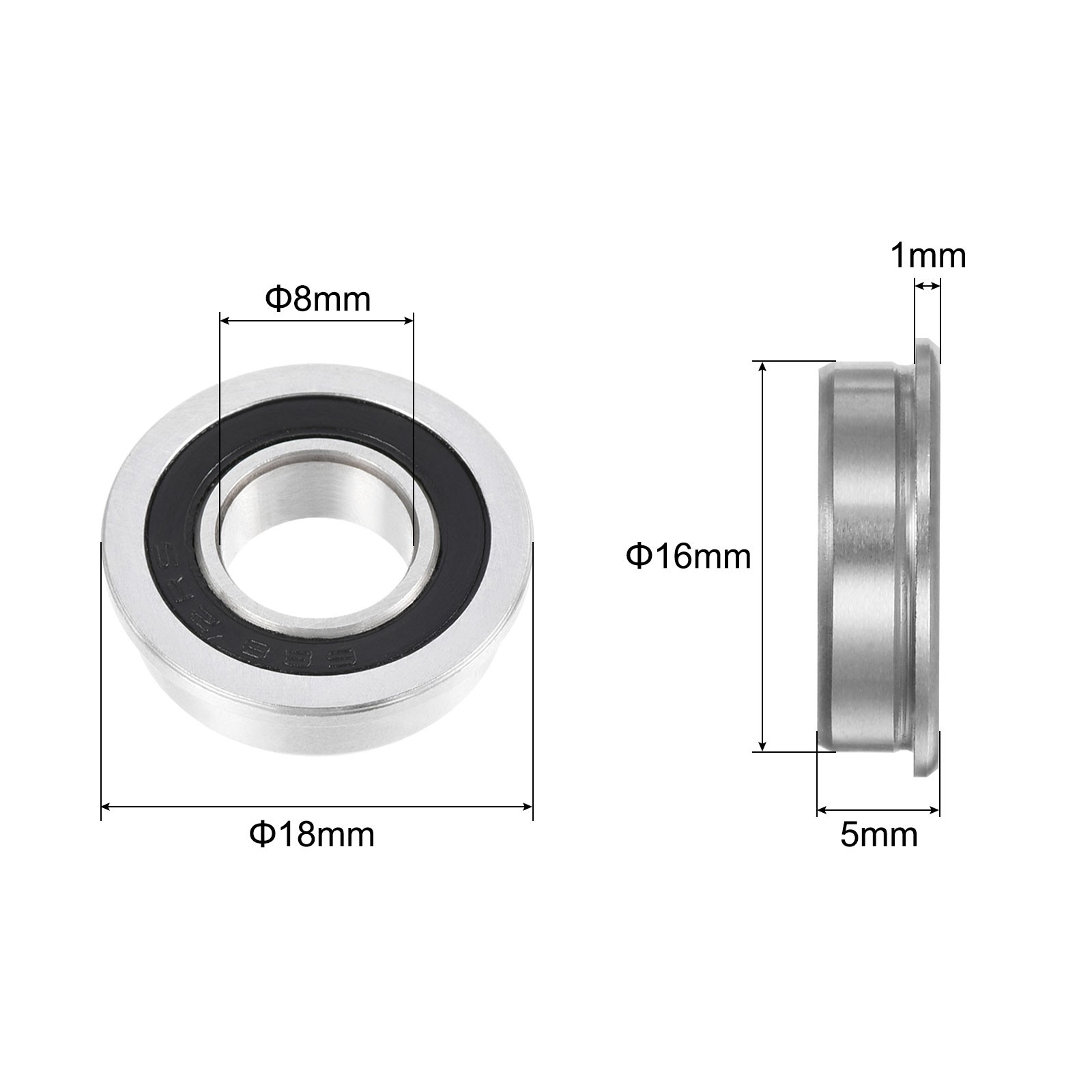 F688-2RS Flanged Ball Bearing 8x16x5mm Double Sealed Flange Bearings 20pcs