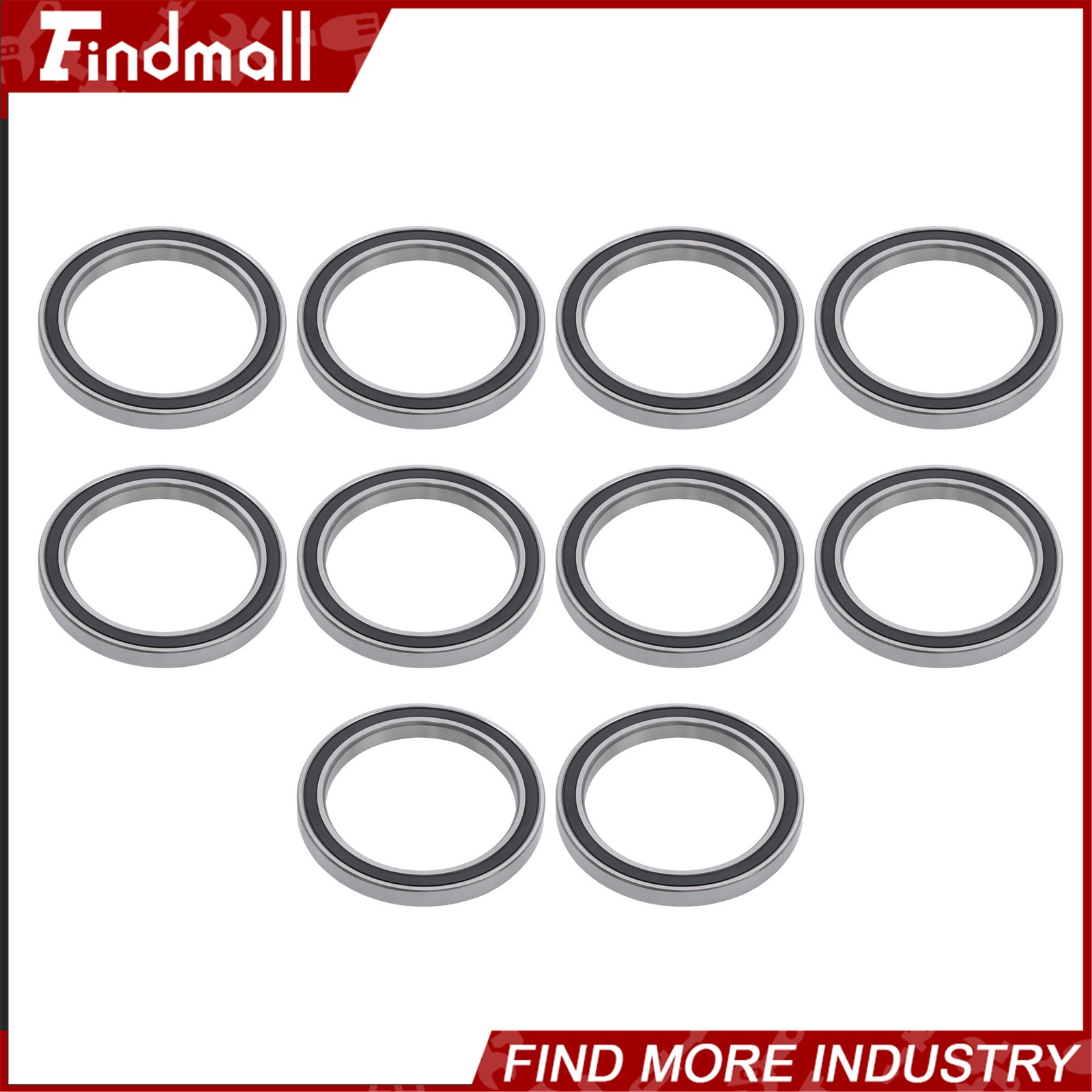 Findmall 10pcs 6810-2RS Ball Bearings 50x65x7mm Double Sealed Pre-Lubricated