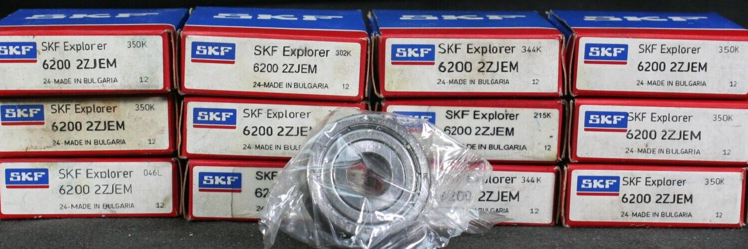 One (1) SKF 6200 2ZJEM Deep Groove Bearing 10 MM ID 6200 2Z/C3GJN Bulgaria NEW