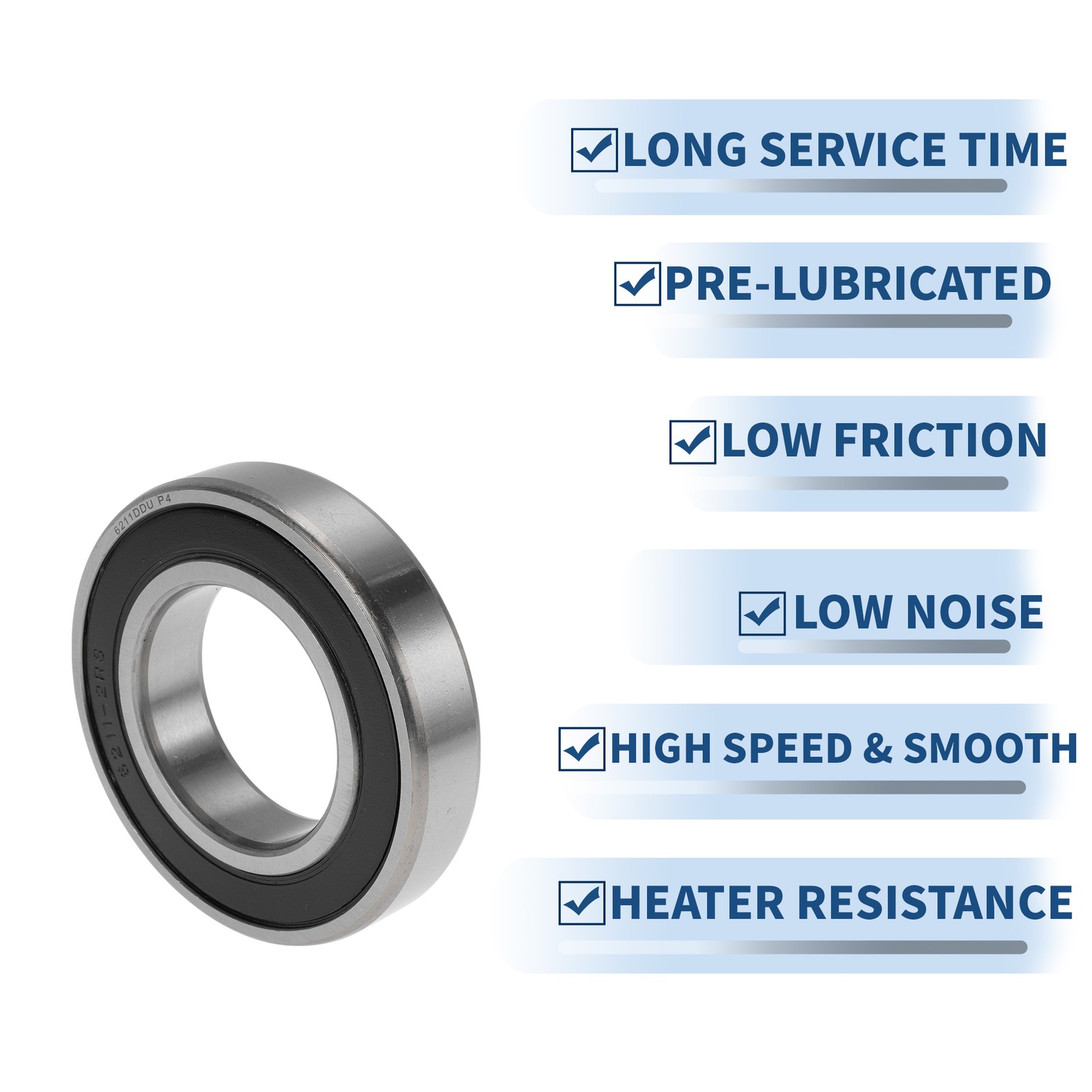 6211DDU Deep Groove Ball Bearings 55x100x21mm 1 Pcs Silver Tone