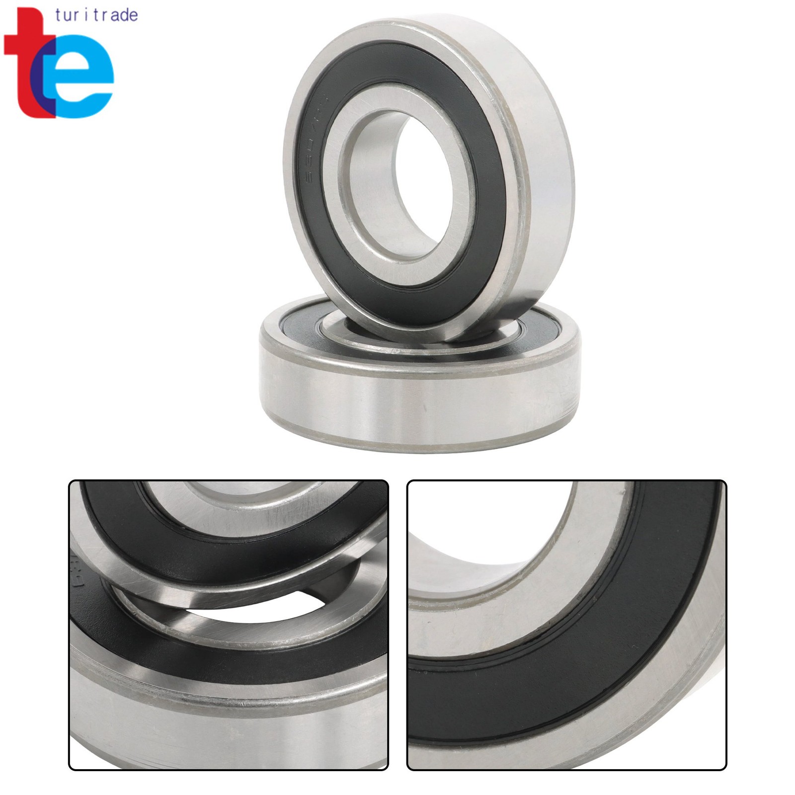 2 Pcs 6307 2RS Bearing 35x80x21mm Deep Groove Double Rubber Sealed Industrial
