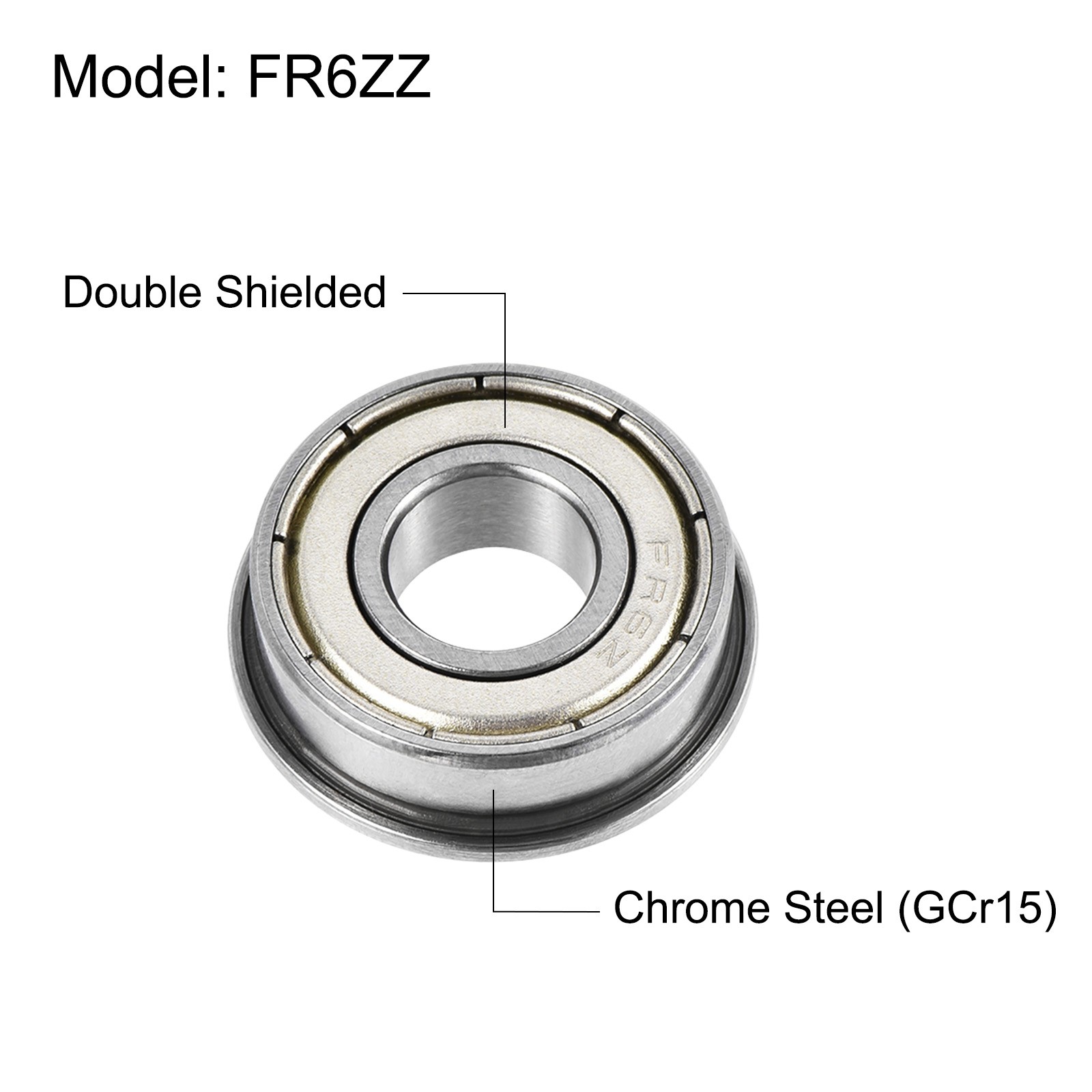 FR6ZZ Flanged Ball Bearing 3/8 x 7/8 x 9/32 Inch Double Shielded, 4pcs