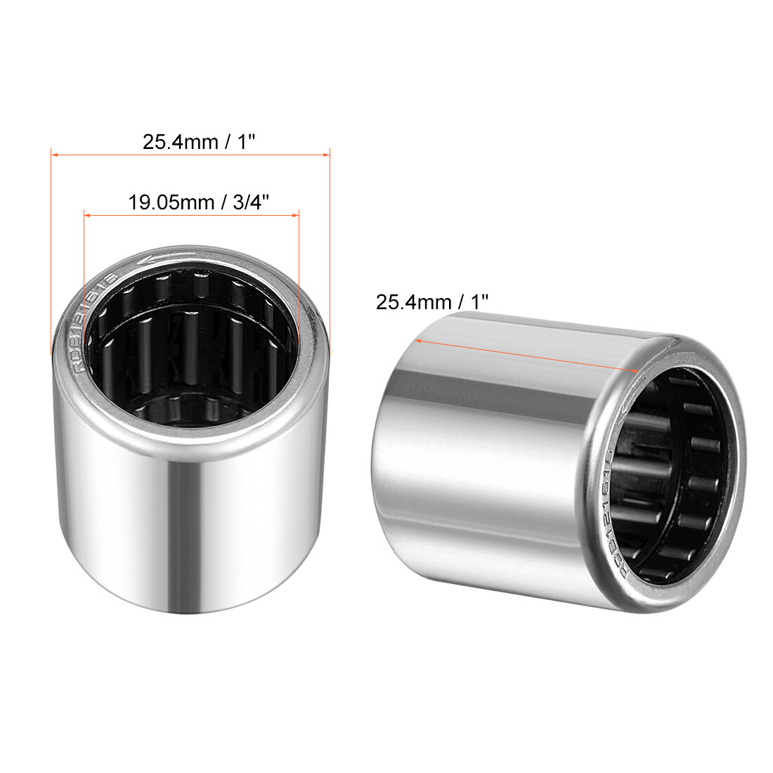 2pcs RCB121616 Needle Roller Bearings One Way Bearing 3/4″ Bore 1″ OD 1″
