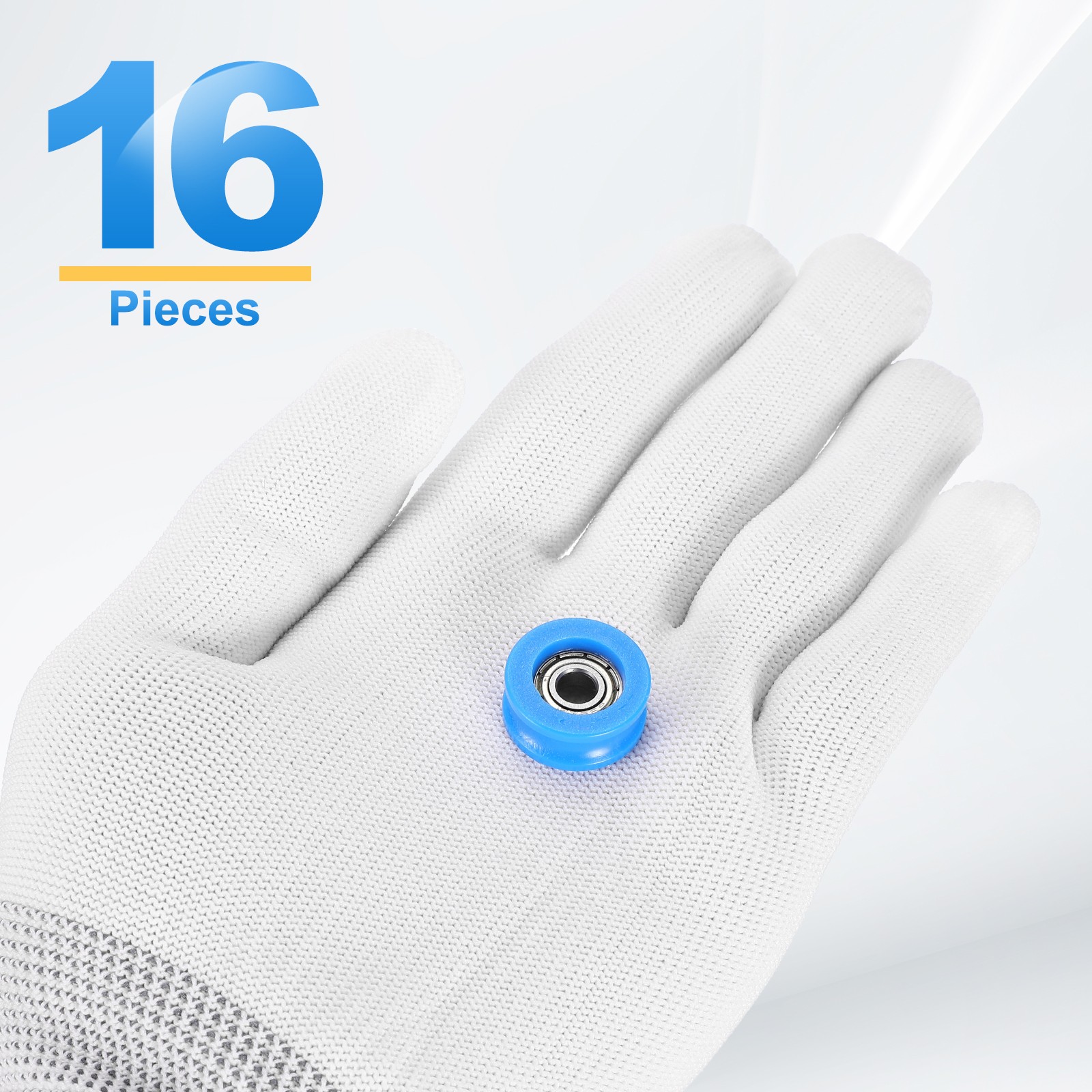 16Pcs Groove Nylon Plastic Guide Bearing 5×8.5x19mm Pulley Roller(Blue)