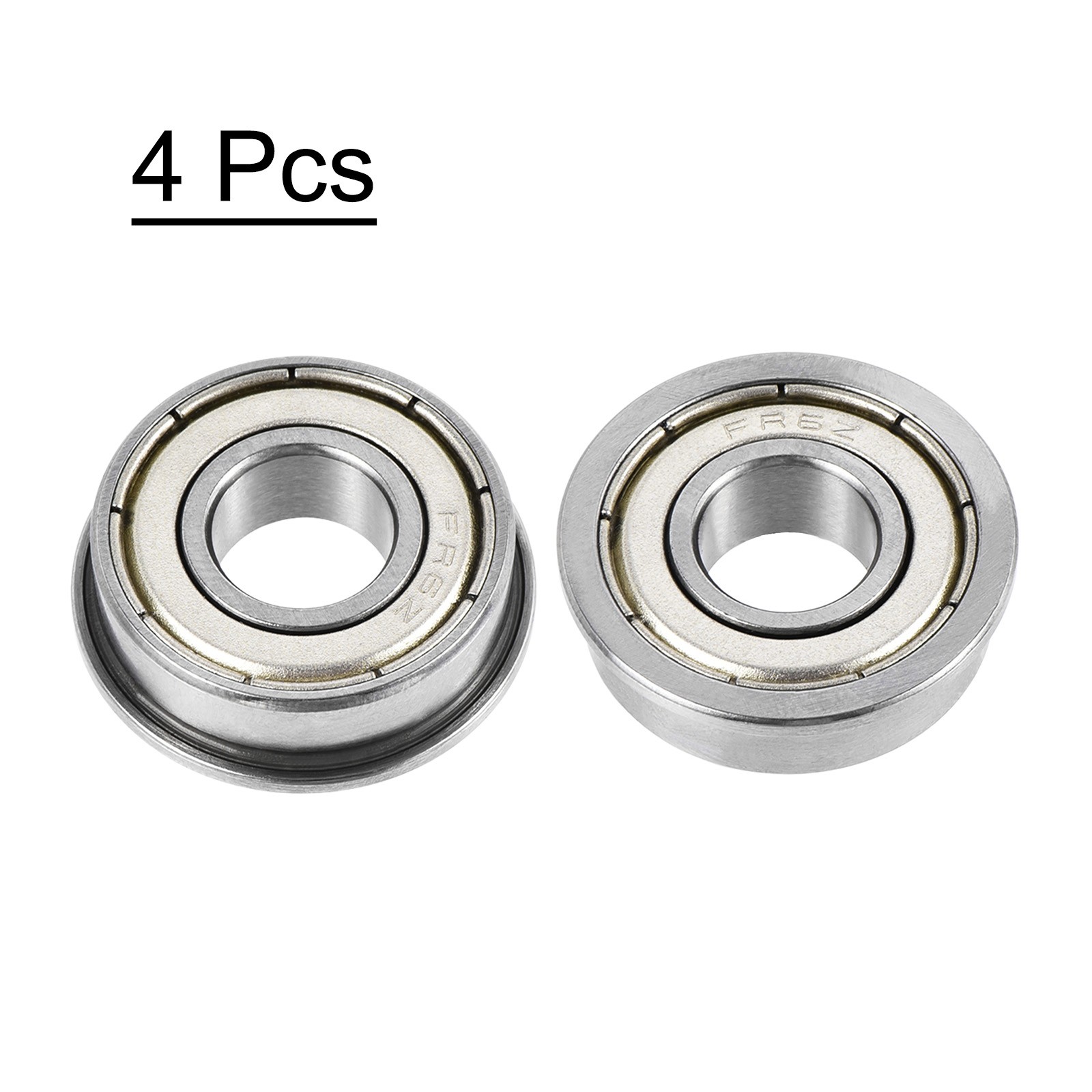FR6ZZ Flanged Ball Bearing 3/8 x 7/8 x 9/32 Inch Double Shielded, 4pcs