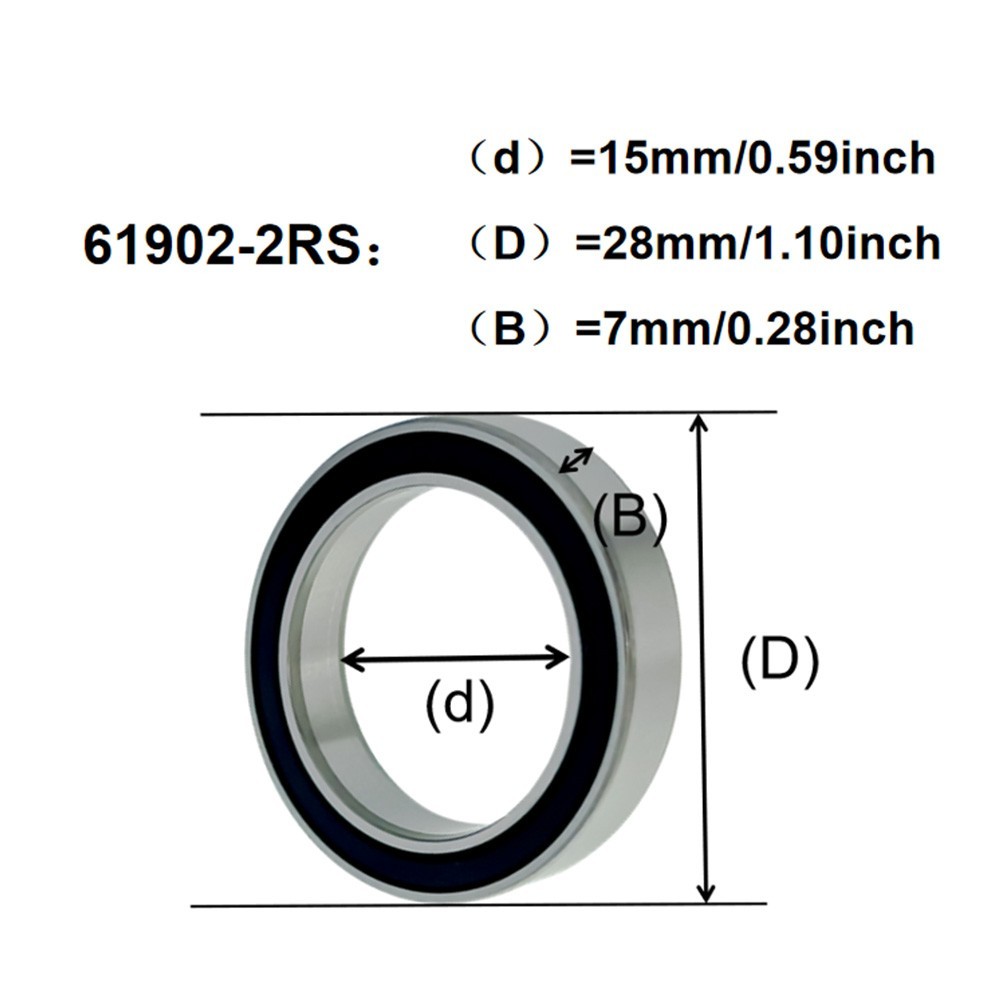 2 Pack TURNUP 61902-2RS 15x28x7mm Double Rubber Sealed Deep Groove Ball Bearings
