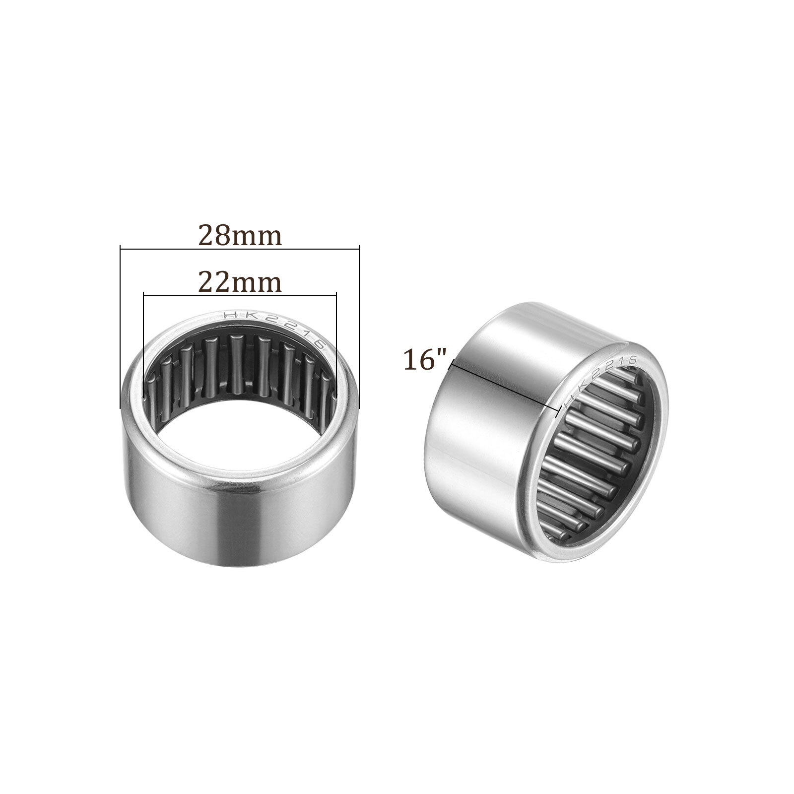 2pcs HK2216 Needle Roller Bearings 22mm x 28mm x 16mm for Gearbox Use