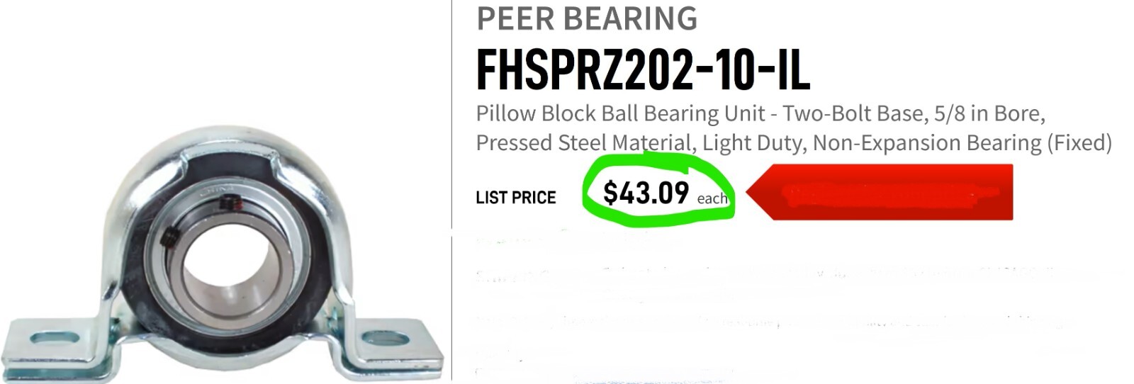 FHPRZ202-10-IL Pillow Block Cushioned Pressed 5/8″ Inch Bearings Rolling [B5B3]
