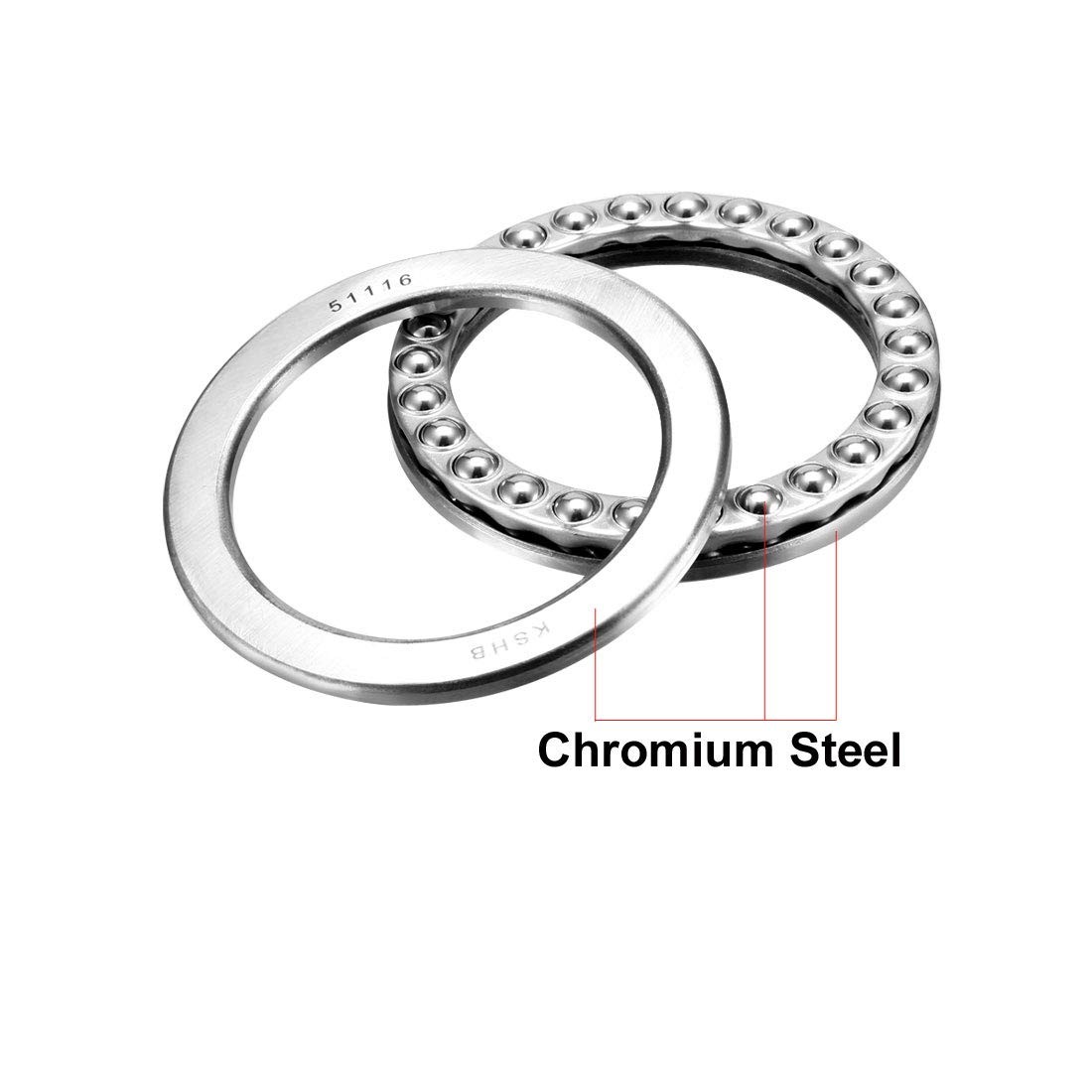 uxcell 51116 Thrust Ball Bearings 80mm x 105mm x 19mm Chrome 80mmx105mmx19mm