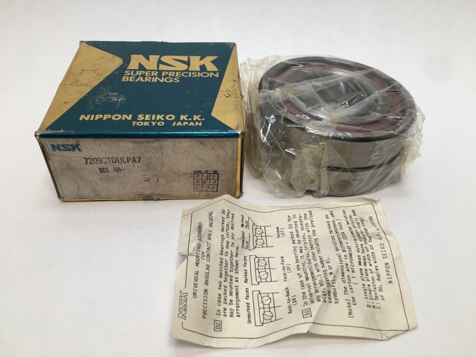 NSK 7209CTDULPA7 Bearing 45x85x19 mm 7209-CT-DUL-PA7 ABEC7 Japan 2 Pcs