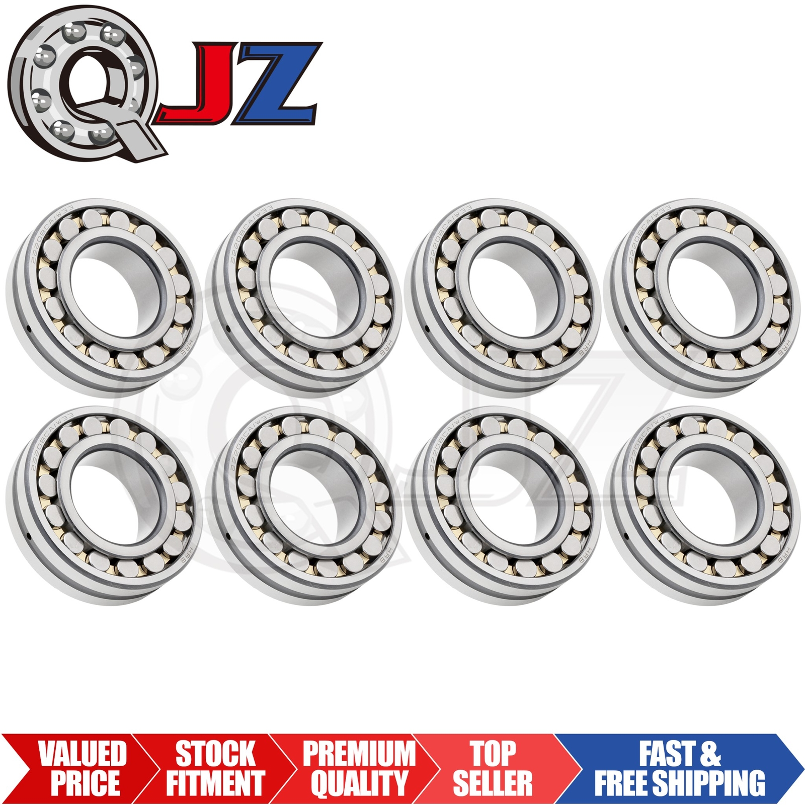 [Qty.8] New 22208CAW33 Spherical Roller Bearing [40mm Bore x 80mm OD x 23mm W]
