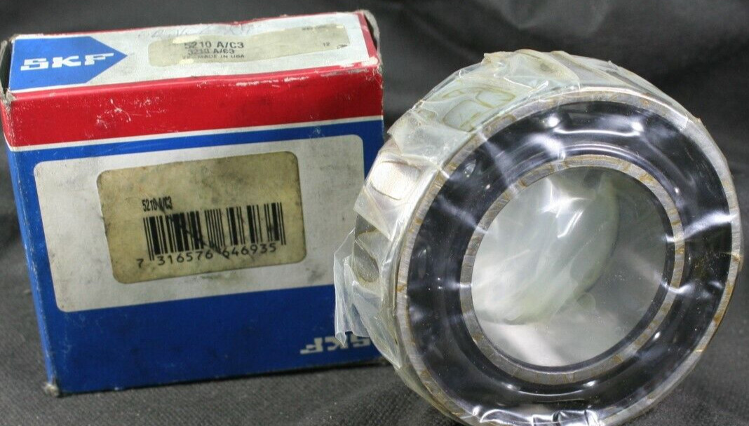 One SKF 5210 A/C3 Double Row Angular Contact Bearing 50MM ID USA 3210 A/C3 NEW