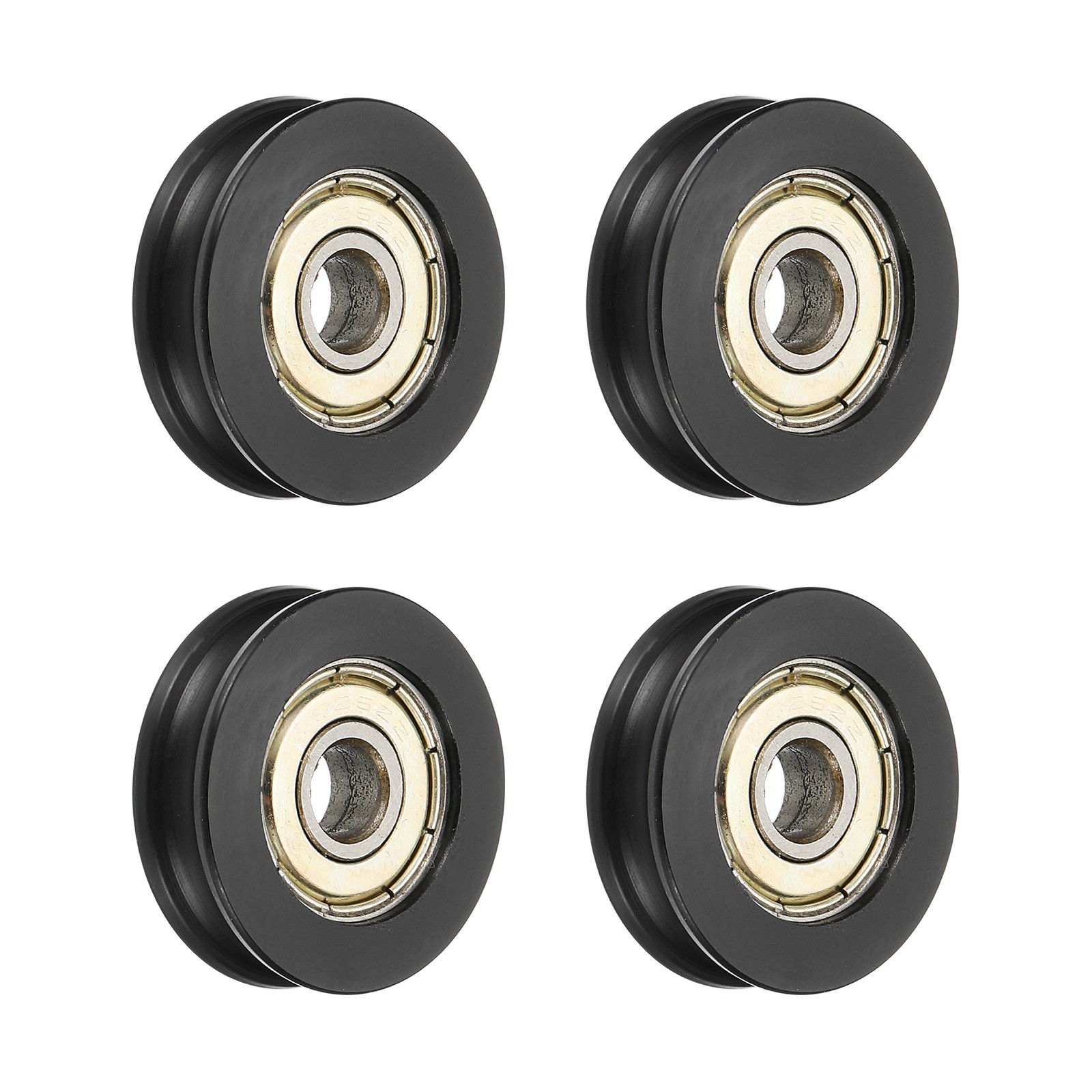 4Pcs, Groove Nylon Plastic Guide Bearing 6x27x8mm Pulley Roller (Black)