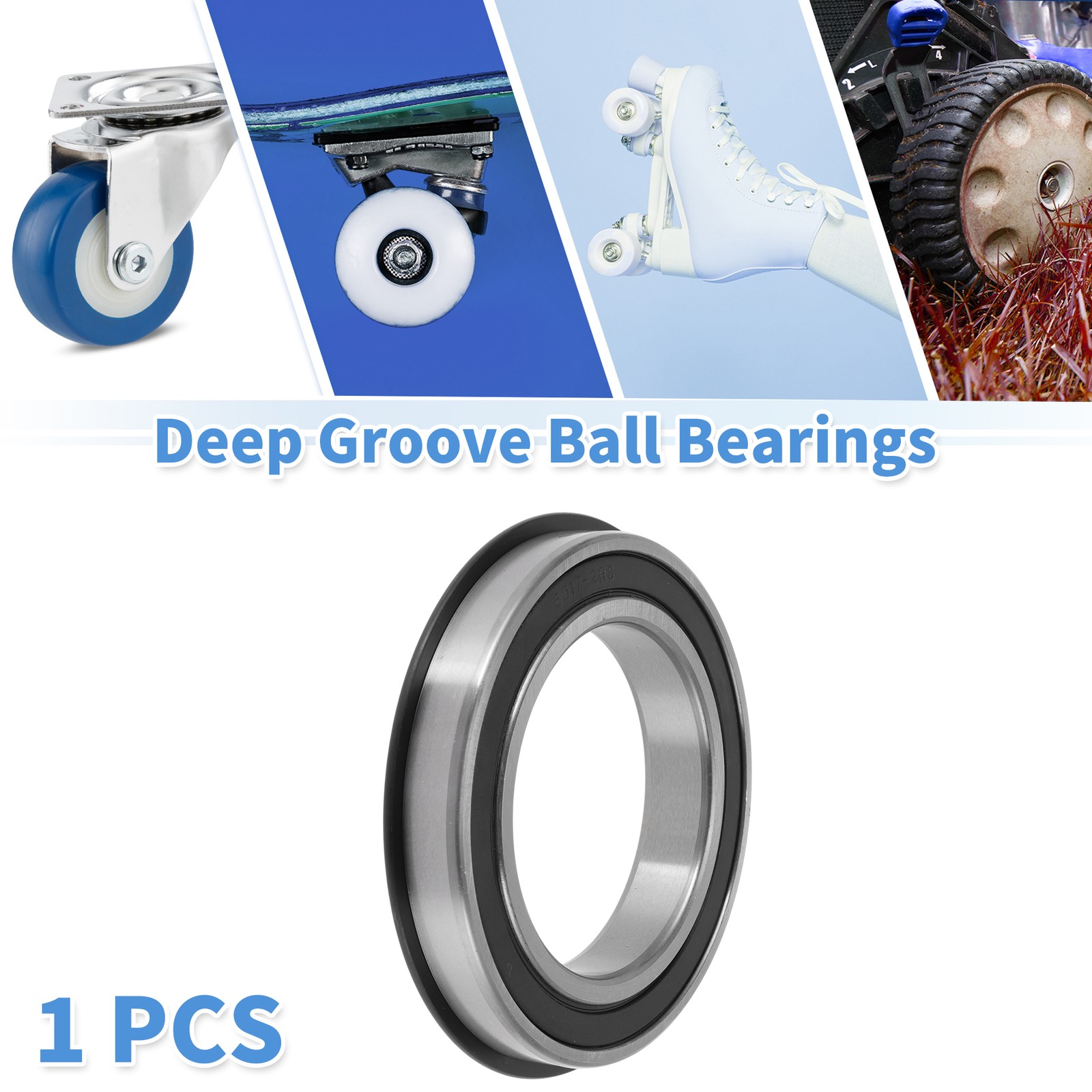 6017NR2RS Deep Groove Ball Bearings 85x130x22mm Silver Tone Black