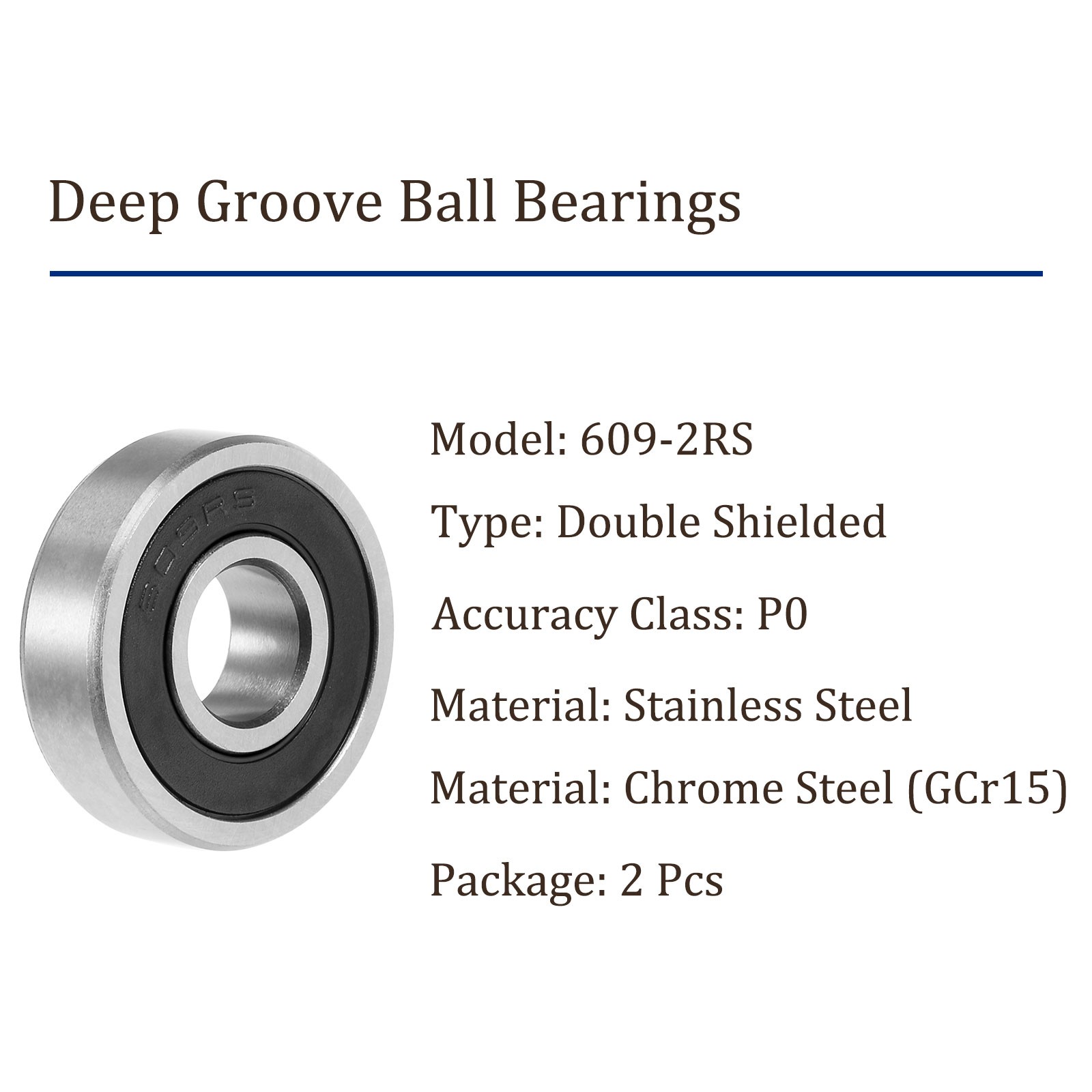 2pcs 609-2RS Deep Groove Ball Bearing – [9x24x7mm] Gcr15 for Machinery