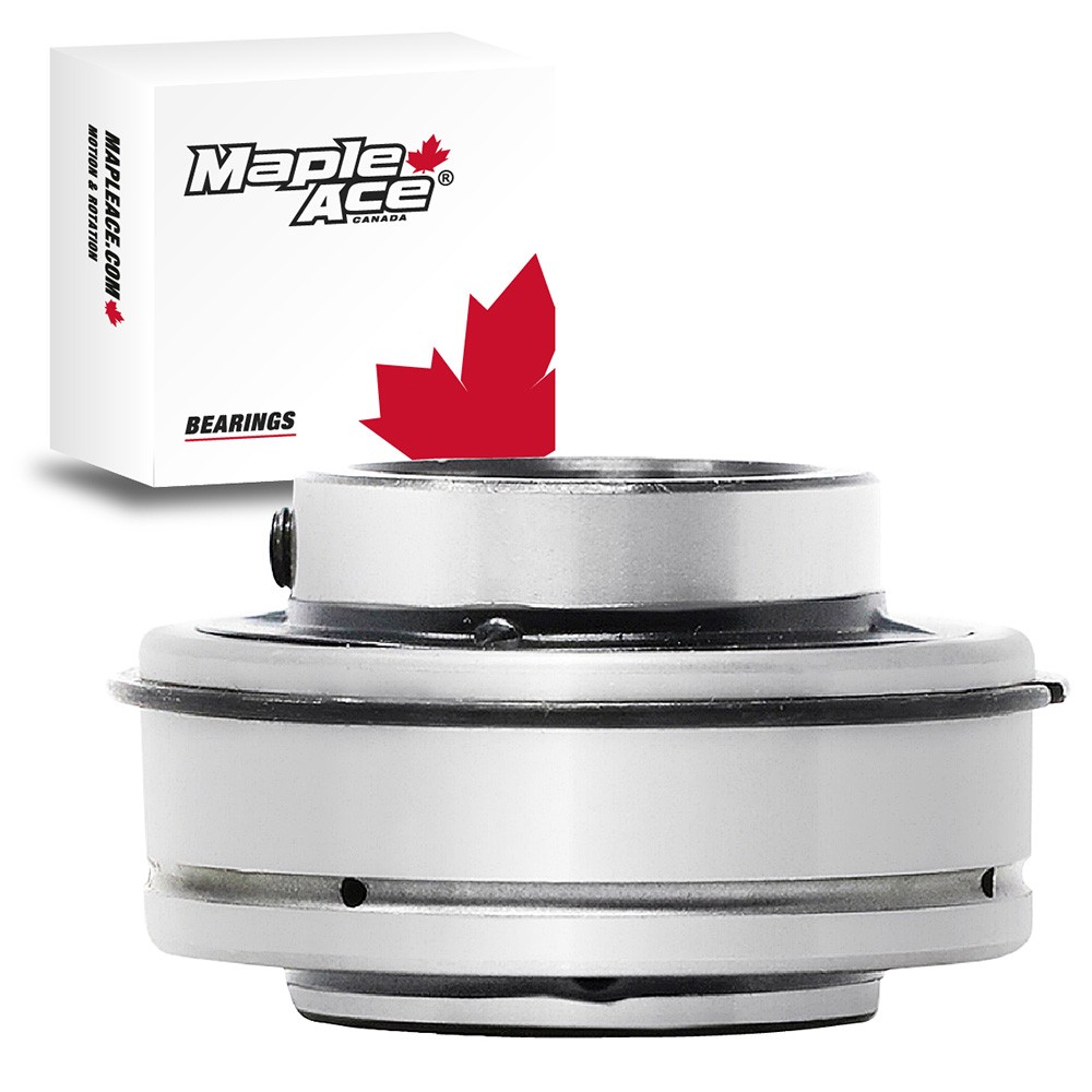 SER204 Insert Bearing 20mm Bore, Cylindrical OD with Snap Ring and Set Screws