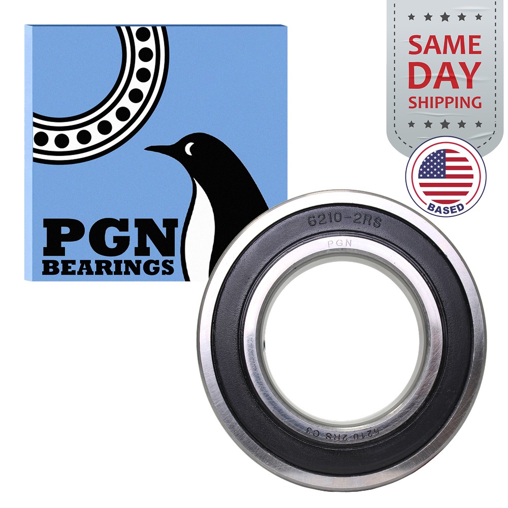 (100) 6210-2RS Premium Rubber Seal Ball Bearing C3 EMQ, 50x90x20, 6210 2RS