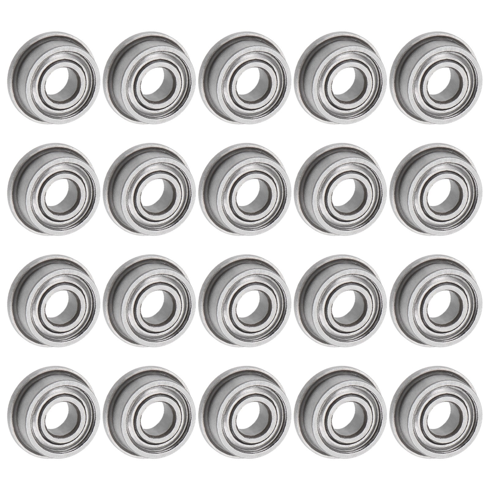 F683ZZ Flanged Ball Bearing 3x7x3mm Shielded Chrome Steel Flange Bearing, 20Pack