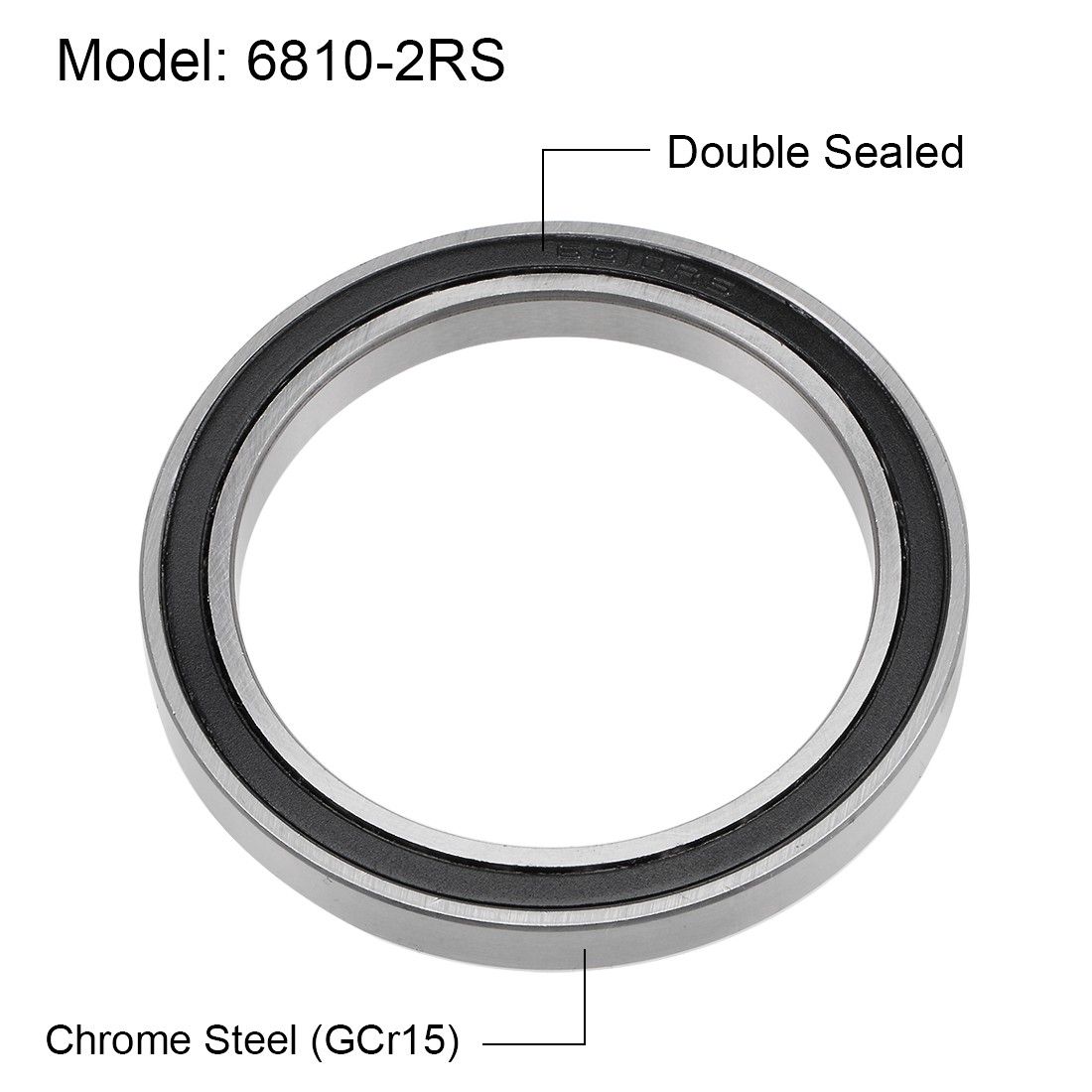 2 Pcs 6810-2RS Ball Bearings For Equipment Double Sealed Steel Z2 50x65x7mm