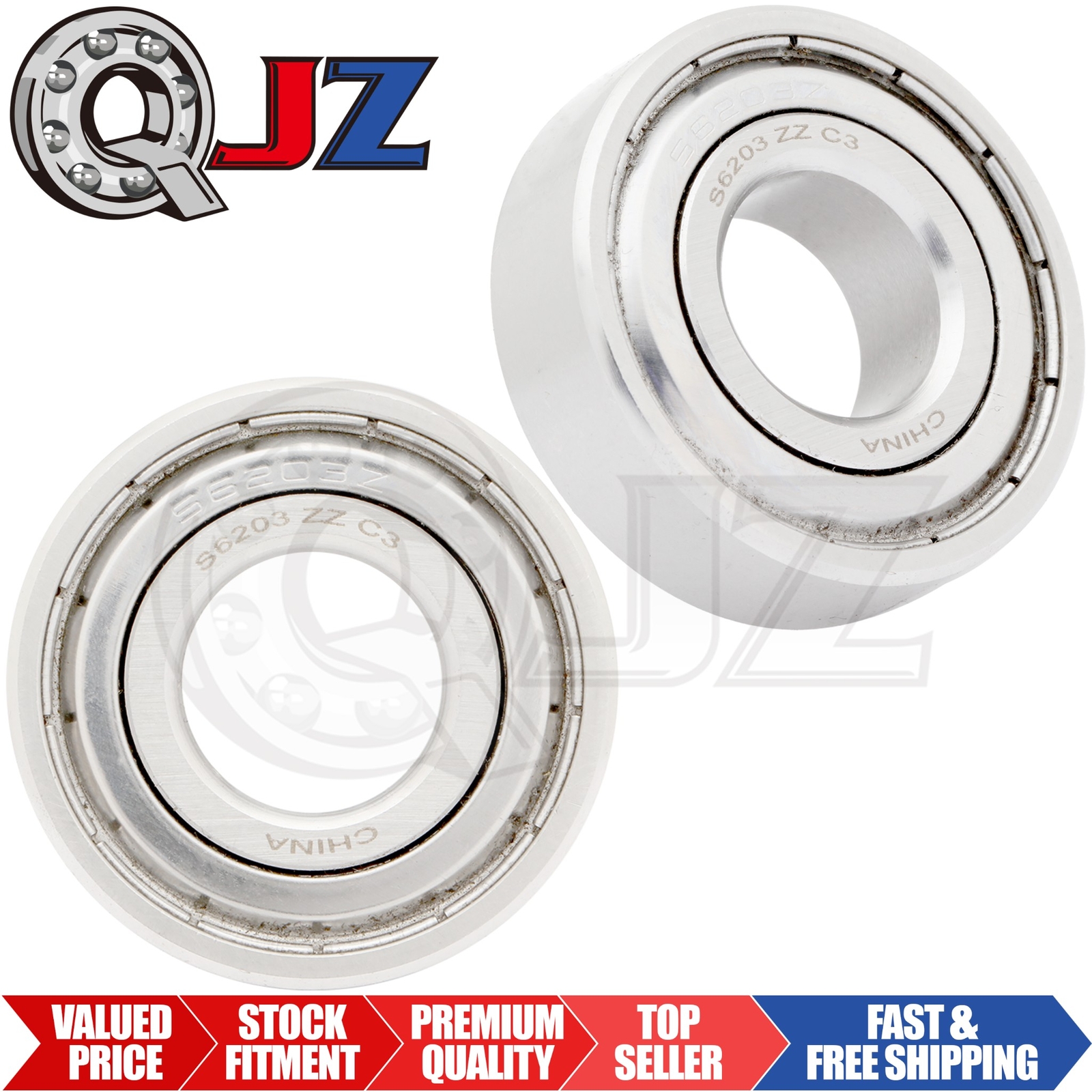 [Qty.2] S6203-ZZ Stainless Deep Groove Ball Bearing [17mm ID x 40mm OD x 12mm W]