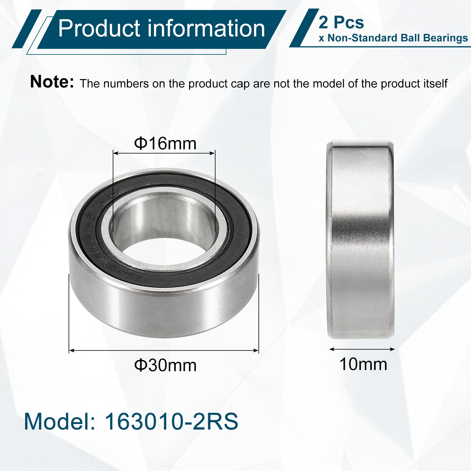 2 Pcs 16mmx30mx10mm 163010-2RS Non-Standard Ball Bearings INDUSTRIAL Bearing