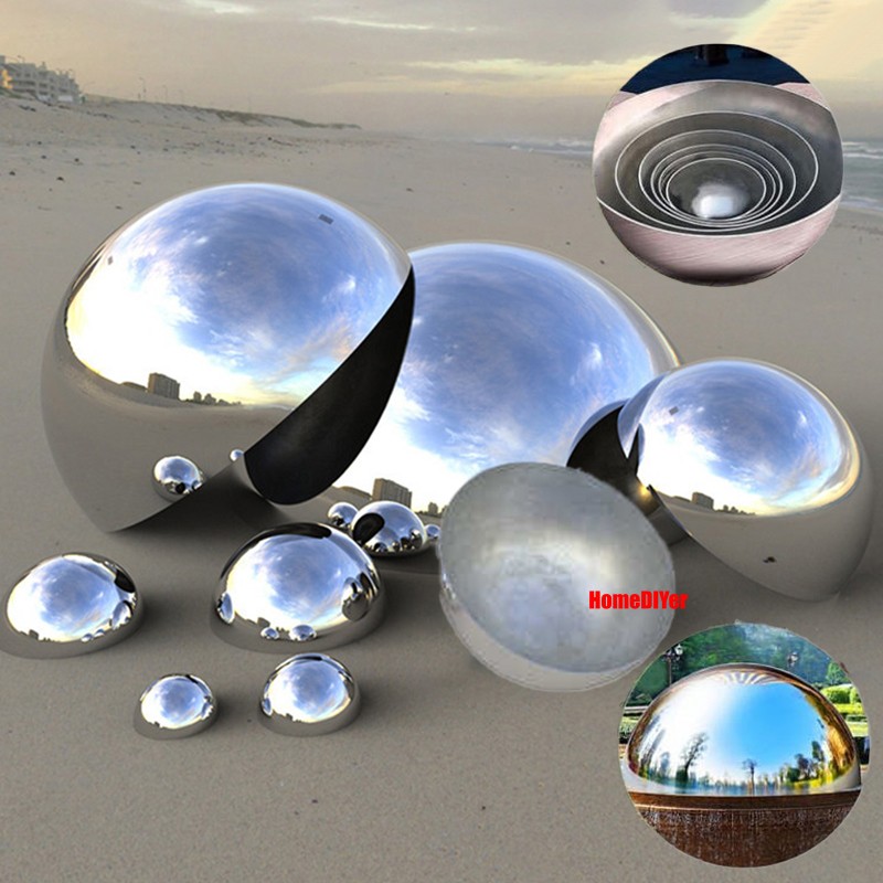 Stainless Steel Half Hollow Ball Sphere Hemisphere Mirror Gazing Ball 12.7-300mm