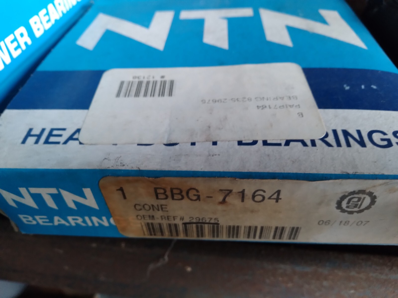 New PAI BBG-7164 Tapered Roller Bearing Cone 29675