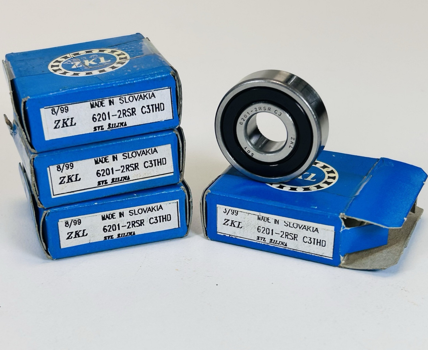 ZKL 6201-2RSR C3THD Sealed Ball Bearing. (Lot of 4)