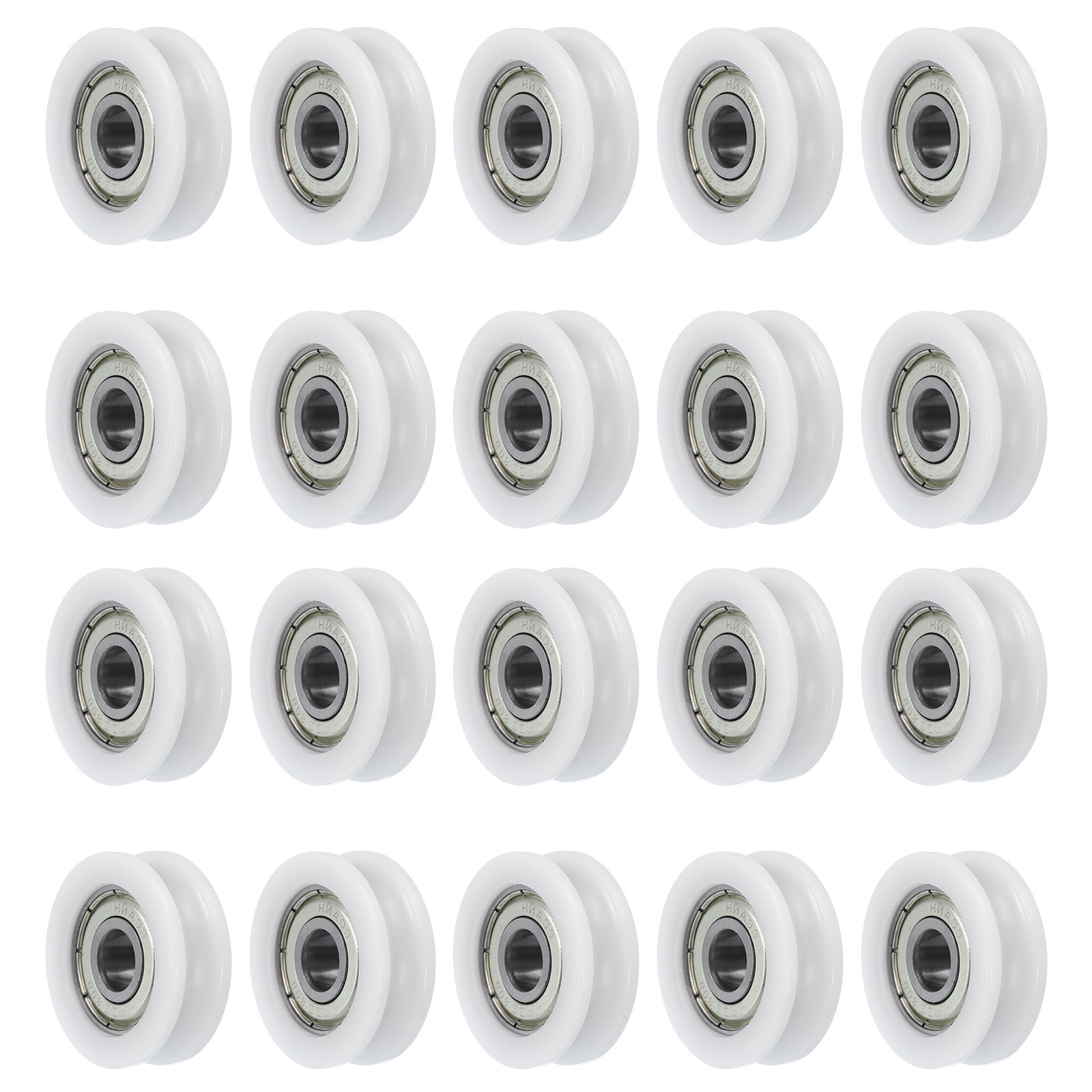 20pcs U608ZZ 8x30x10mm Nylon Pulley U-Groove Ball Bearing Roller Wheel